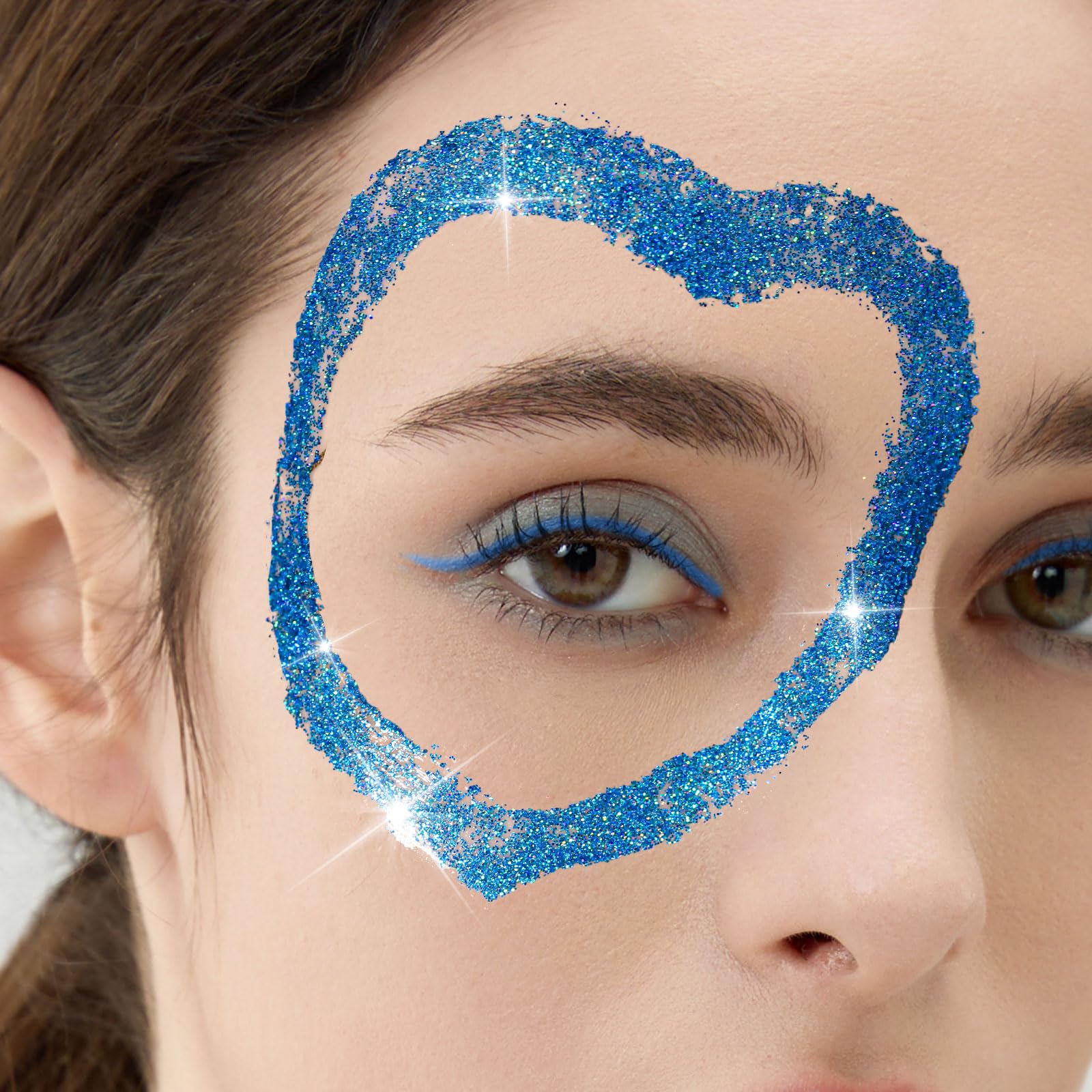 Teenitor Face Glitter, 2pcs Blue Body Glitter Gel, 20g/0.7oz Makeup Glitter for Face, Body, Eye, Hair Glitter Gel, Blue Glitter in 2 Sizes