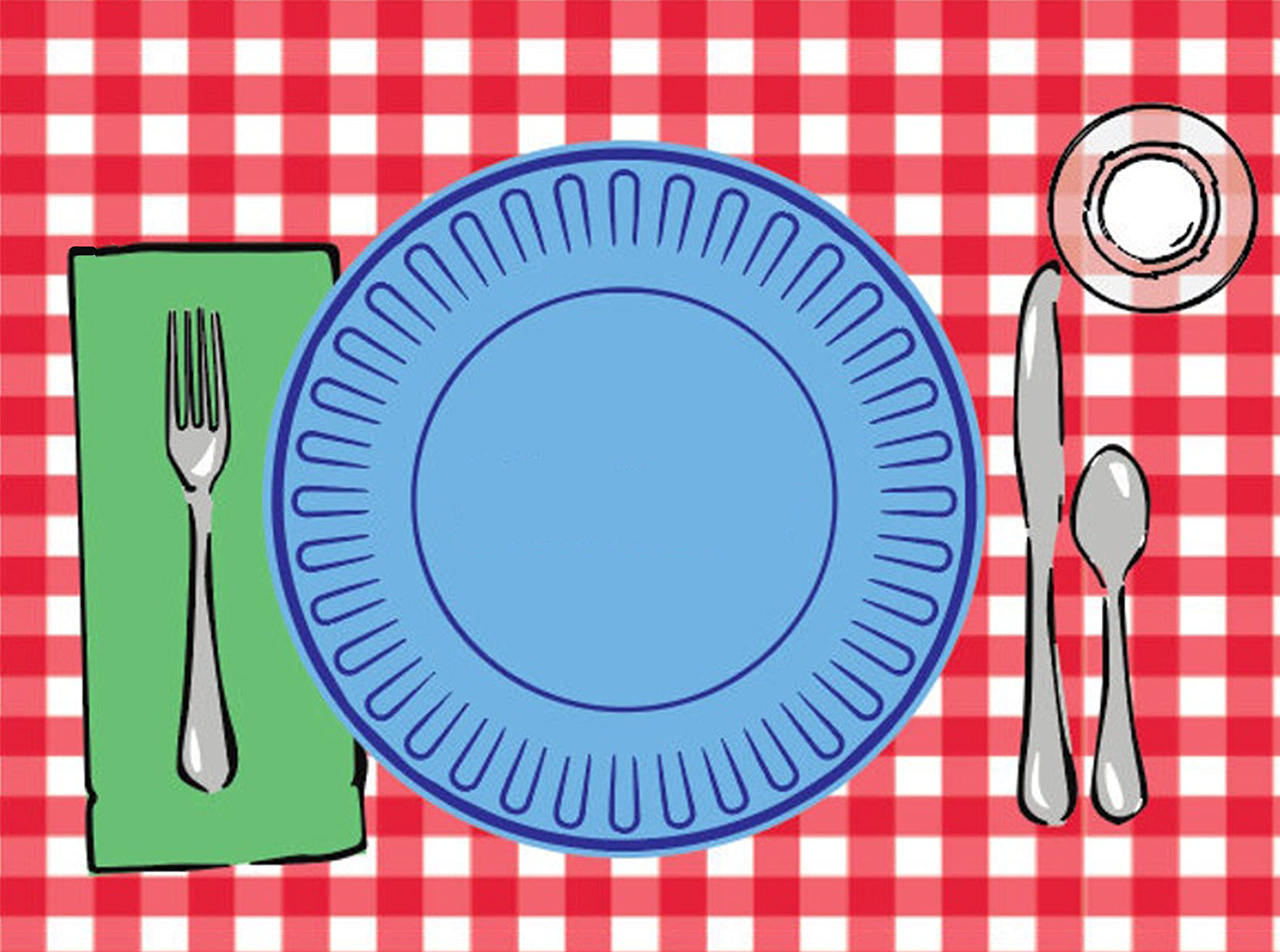 SharkBliss Montessori Placemat, Table Place Setting Etiquette Educational Placemat Set of 4 Buffalo Plaid Gingham Montessori Placemat Toddler Kid Child Baby Preschool Homeschool Dining Table Manners