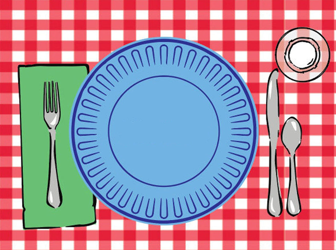 SharkBliss Montessori Placemat, Table Place Setting Etiquette Educational Placemat Set of 4 Buffalo Plaid Gingham Montessori Placemat Toddler Kid Child Baby Preschool Homeschool Dining Table Manners