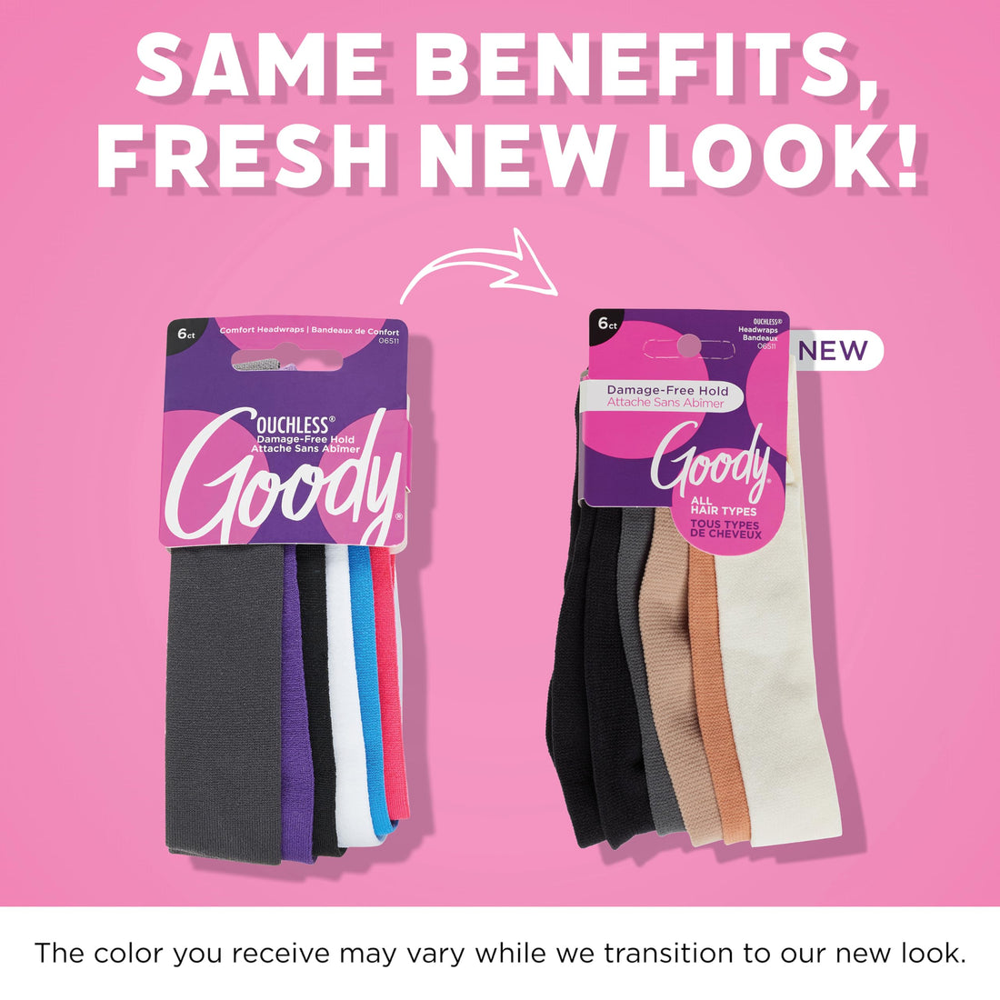 Goody WoMens Ouchless Headwraps, Slim, Brights, 6 Count