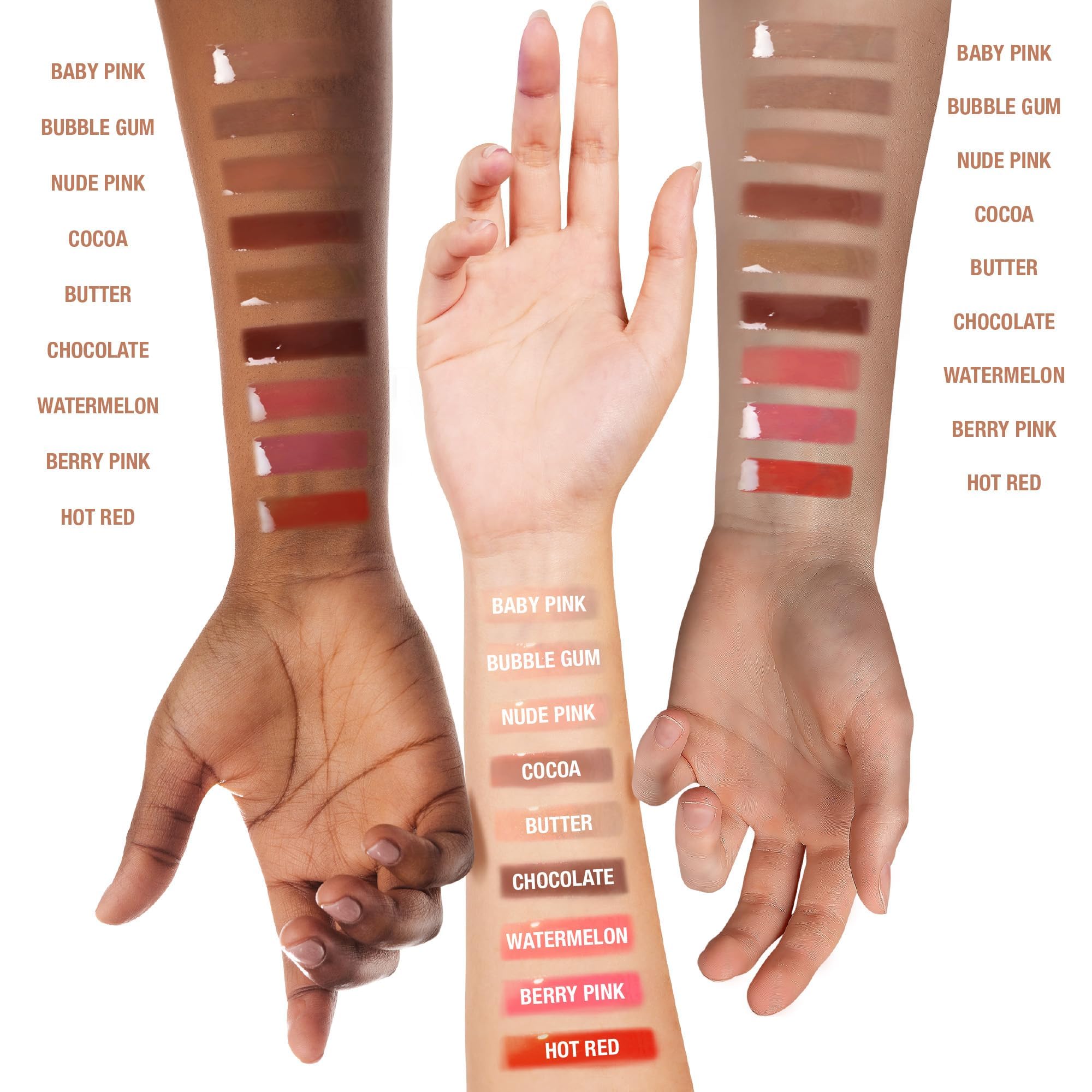 Ruby Kisses Broadway Vita-Lip Tinted & Clear Lip Gloss Set (6 Pack) Ultra-Hydrating & Soothing Formula with Vitamins, High-Shine Non-Sticky Finish Lip Balm, 3 Pcs Watermelon + 3 Pcs Grape Seed