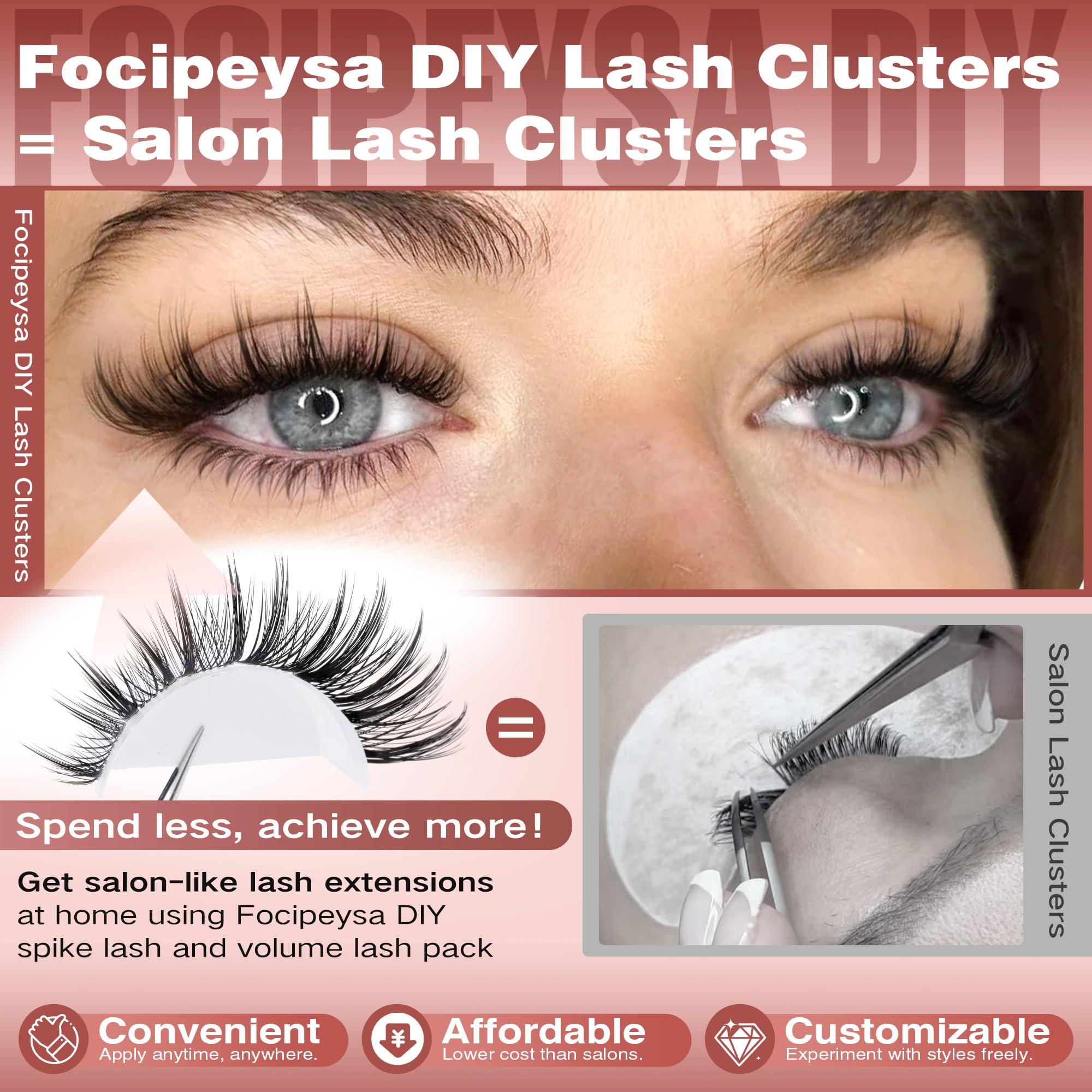 Focipeysa Wispy Lash Clusters Natural Eyelash Clusters Pestañas Postizas Naturales Spiky Manga Lash Extensions C Curly Individual Lashes 10-16mm with Bottom Lashes Clusters DIY Lash at Home