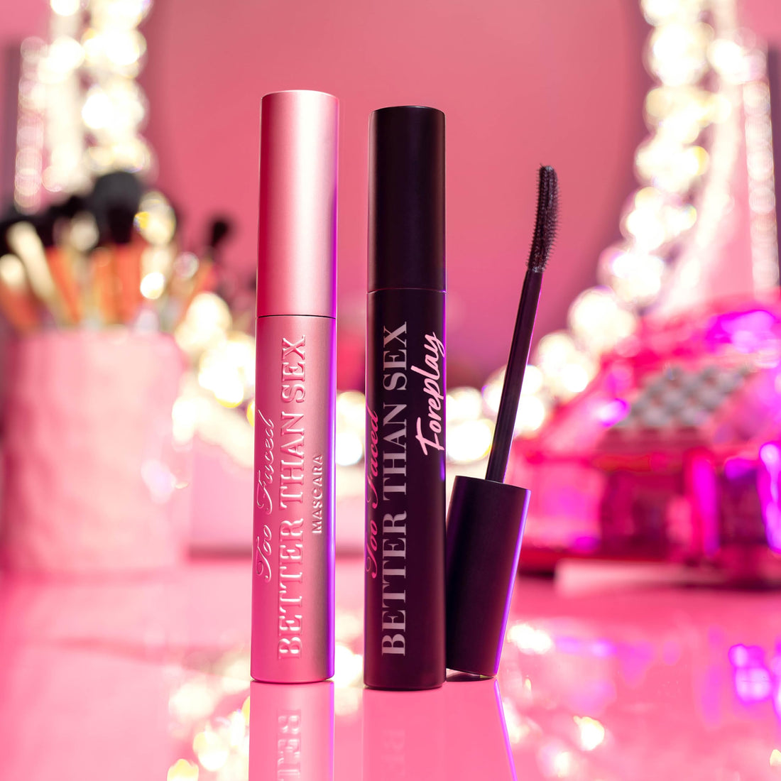 Too Faced Foreplay & Better Than Sex Duo | Long Lasting + Volumizing, 0.27 Fl Oz, Black