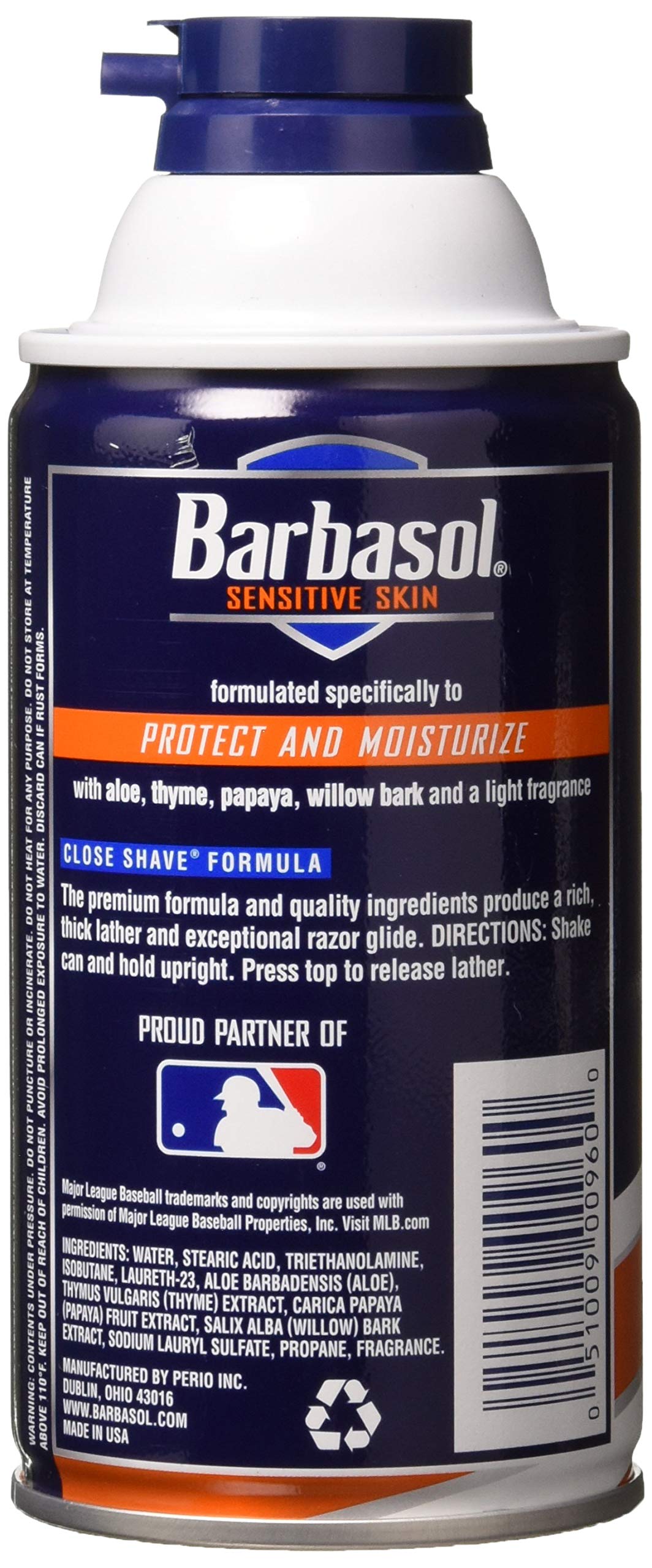 Barbasol Thick & Rich Shaving Cream, Sensitive Skin 10 oz (Pack of 3)