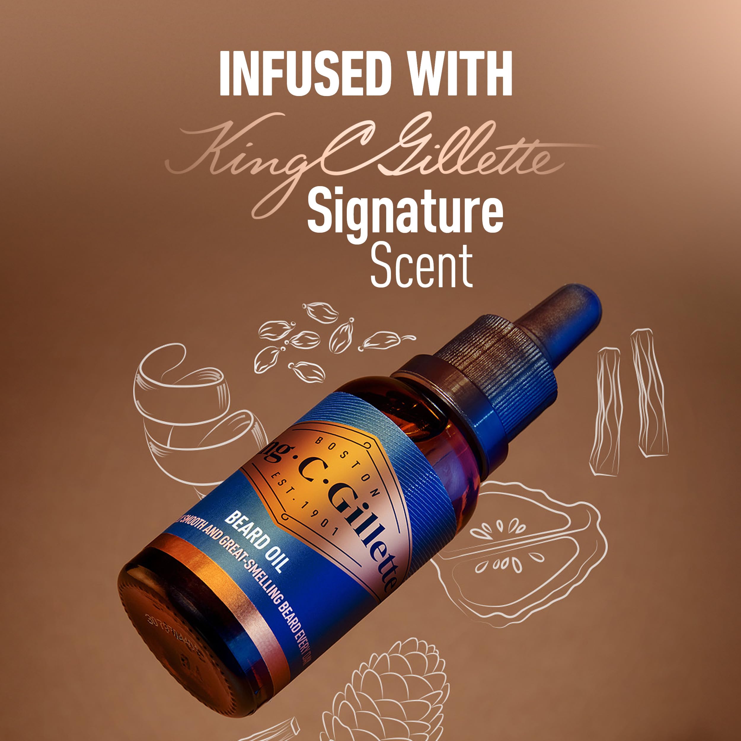 King C. Gillette Beard Oil, Infused with Argan, Jojoba, Avocado, Macadamia Seed and Almond Oils