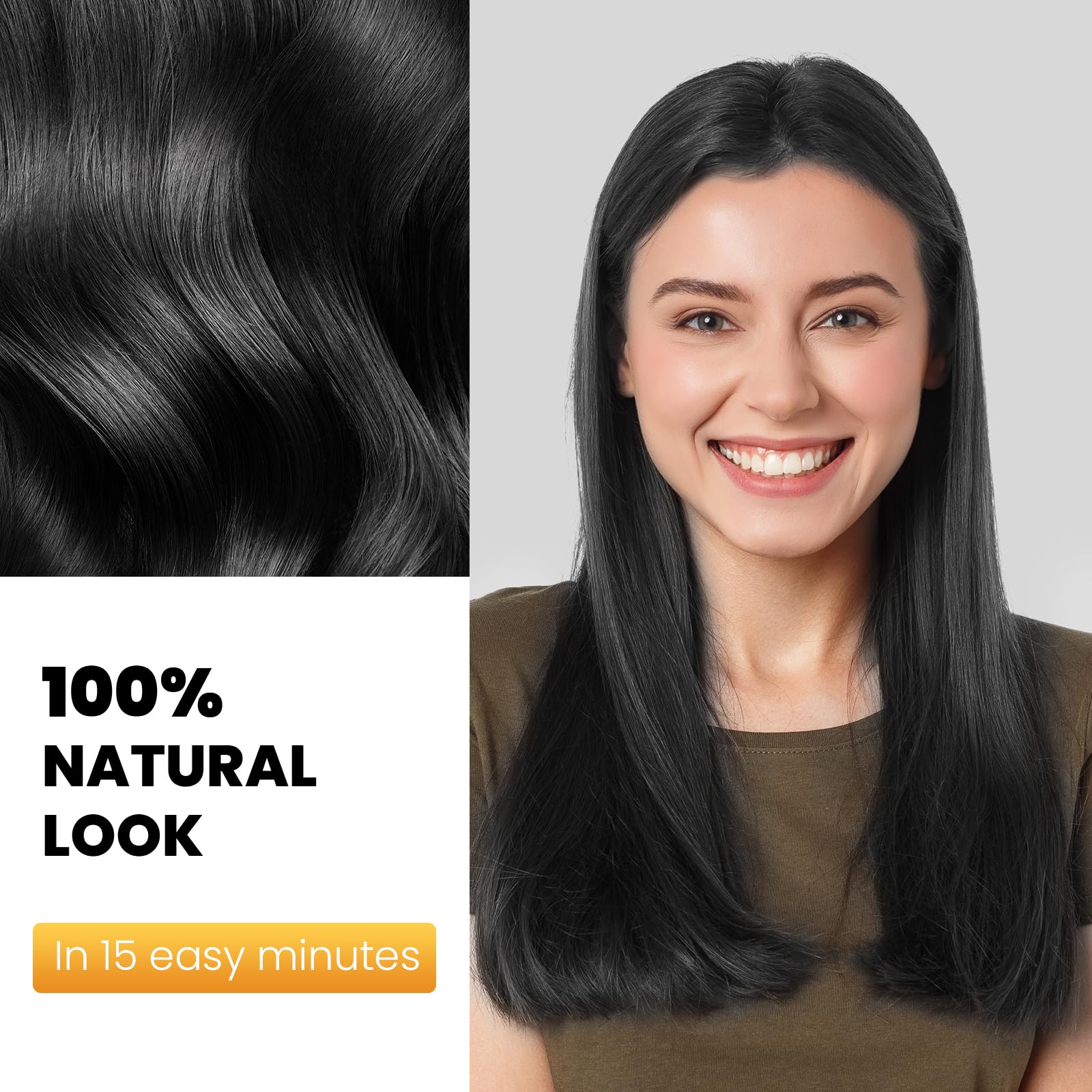 KAISASA Black Hair Dye Shampoo 3 in 1, Hair Color Shampoo for Women and Men, Natural Black Hair Dye to Cover Gray Hair, Herbal Ingredient Shampoo for Grey Hair Coverage 500ml (Black)