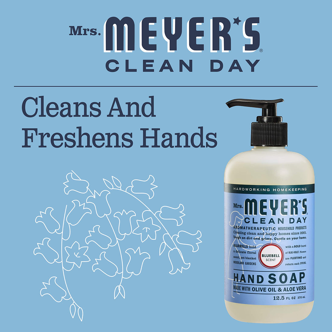Mrs Meyers B00086 Mrs Meyers Bluebell Liquid Hand Soap -6x12.5 Oz