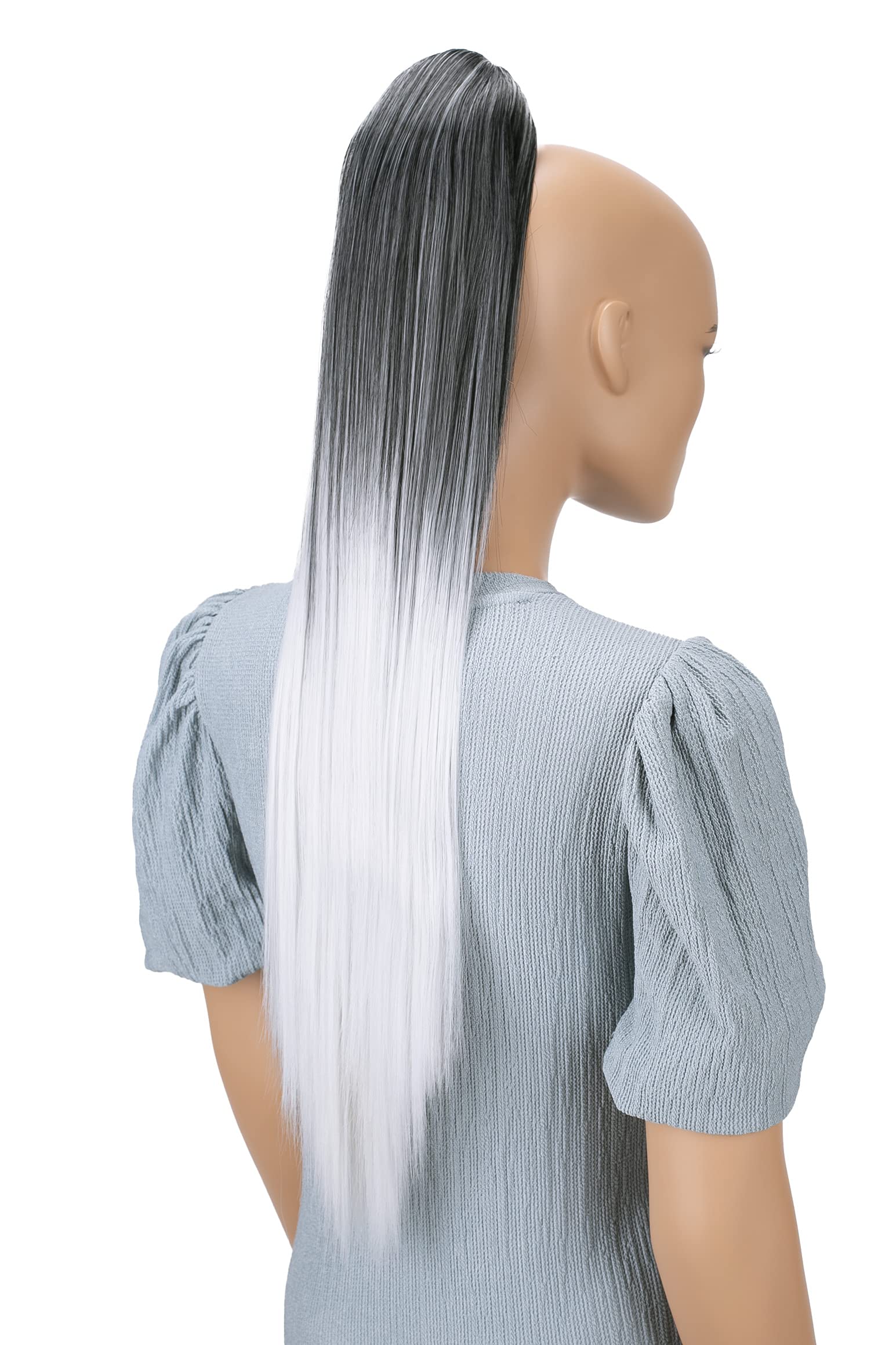 27 Ombré black gray # 1Tray H116 : PRETTYSHOP Hairpiece Ponytail Hair Clip on Extension Long hair smooth Heat-Resisting 27 Ombré black gray # 1Tray H116