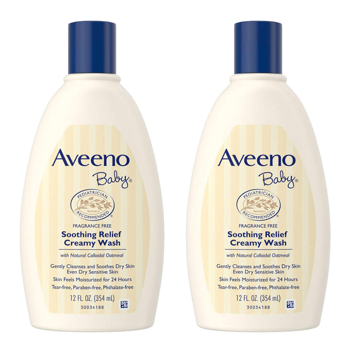 Aveeno Baby Soothing Relief Cream Wash, 12 Ounce (Pack of 2)