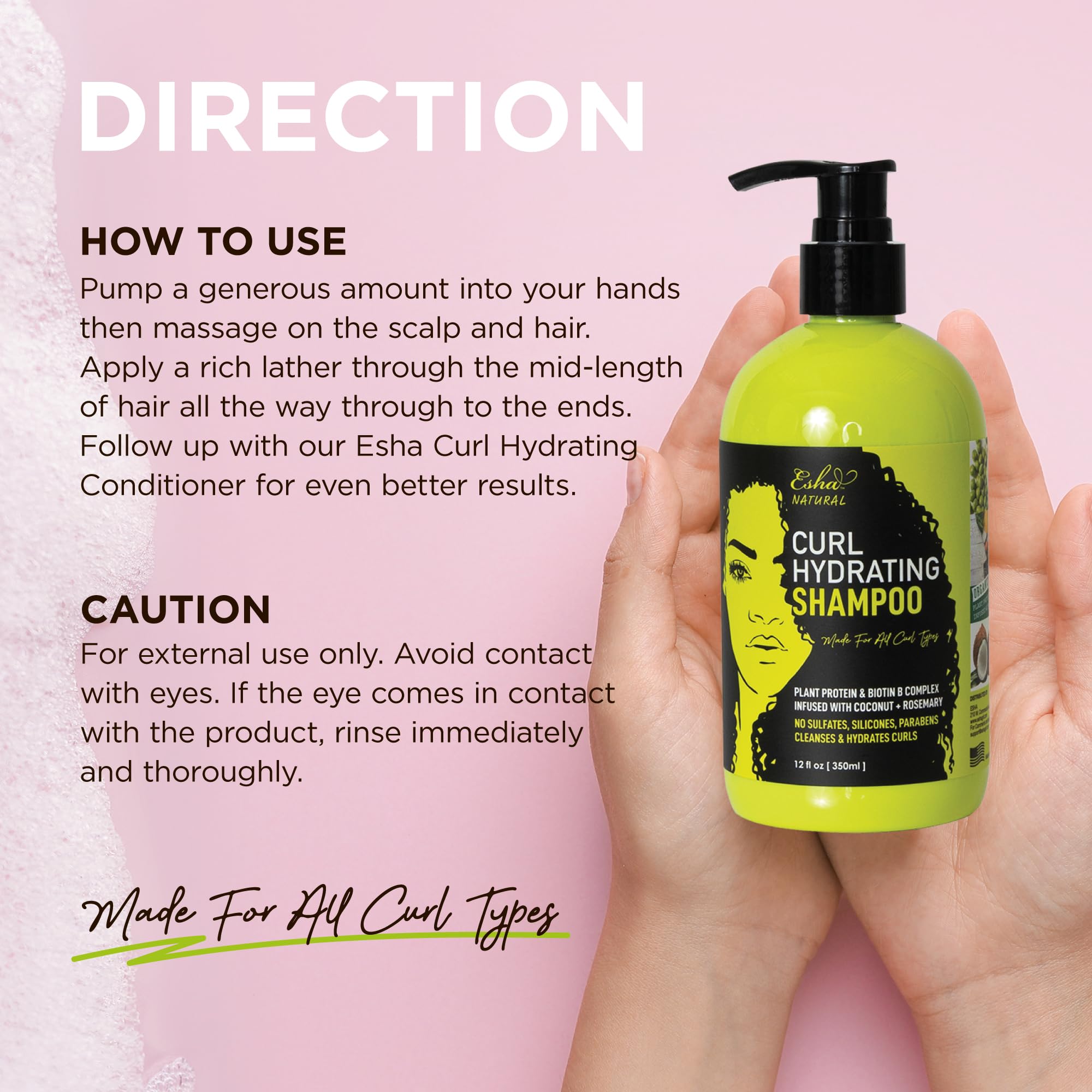 Esha Girl Natural 3C & 4C Curl Shampoo - Customized Care for Distinctive Curls, Gentle, Cruelty Free, Plant Based Nourishment - Captivating Tropical Ocean Scent - Embrace Healthy, Vibrant Hair | 12 Oz