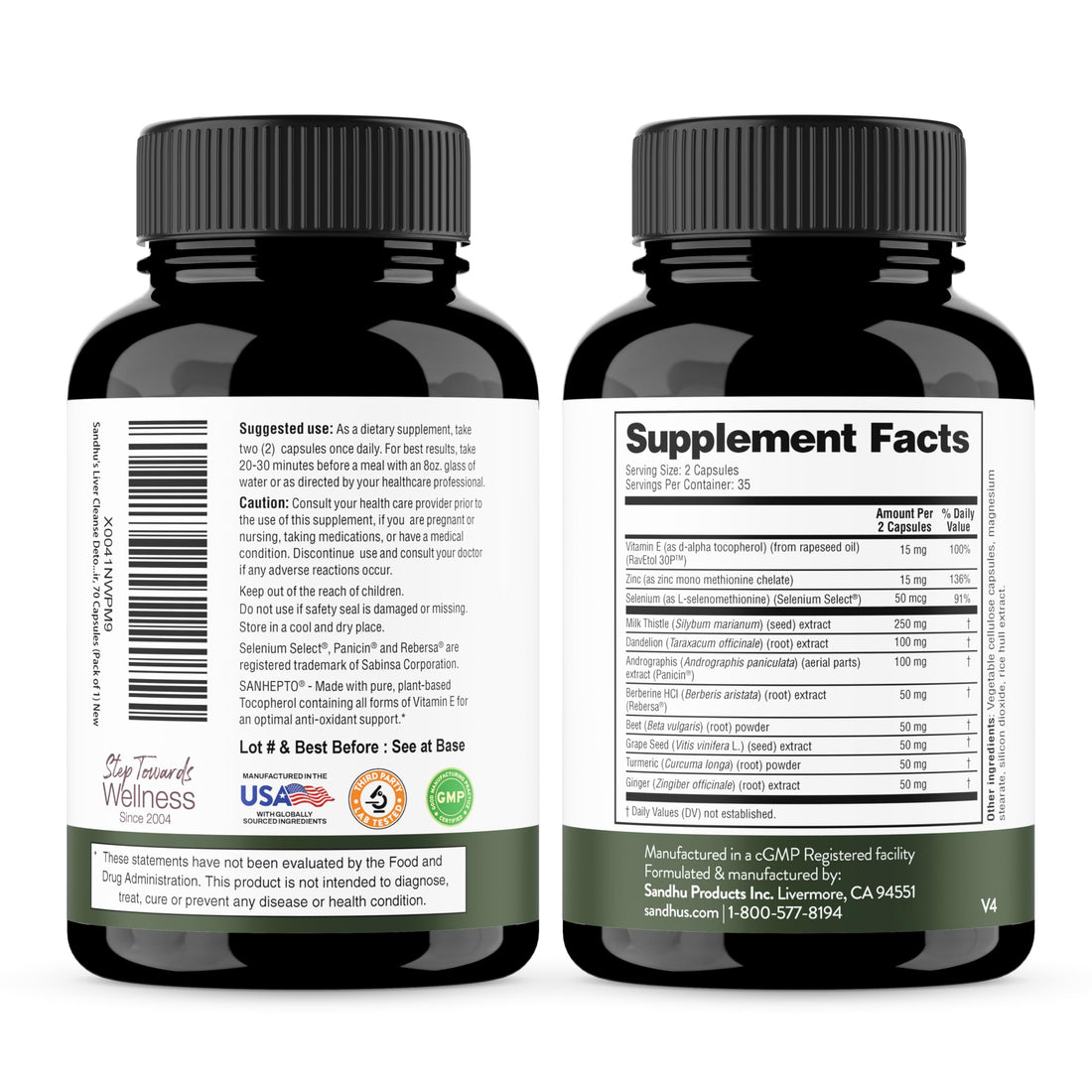 Sandhu's Liver Renew Cleanse Detox, Repair & Support |70 Capsules (Pack of 2)| 2 Months+ Supply| Herbal Supplement for Liver Health| Milk Thistle Dandelion Root with 9 Minerals