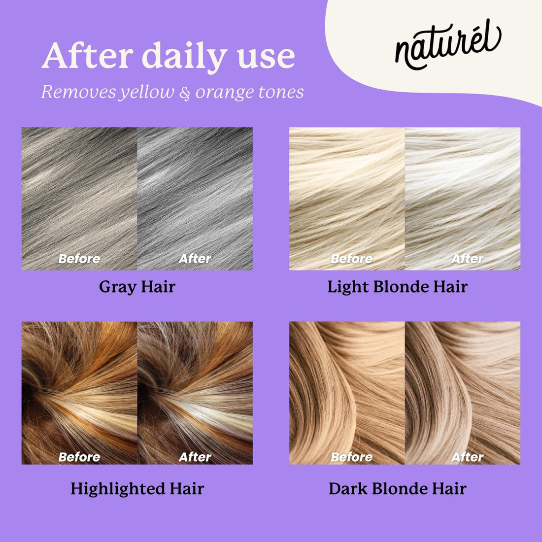 NATURÉL Naturel Purple Toning Conditioner Bar, Blonde or Grey Hair Toning Conditioner Bar with Biotin and Almond Oil, Vegan, Zero Waste, Cruelty Free, Made in USA