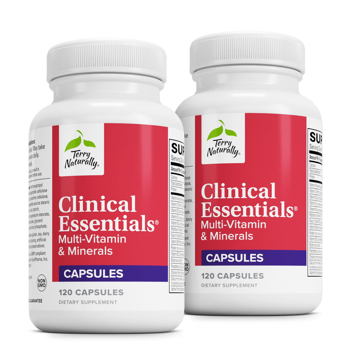 Terry Naturally Clinical Essentials - 120 Capsules, Pack of 2 - Multi-Vitamin & Minerals - Gentle on The Stomach, No Vitamin Aftertaste - Non-GMO, Gluten Free - 60 Total Servings