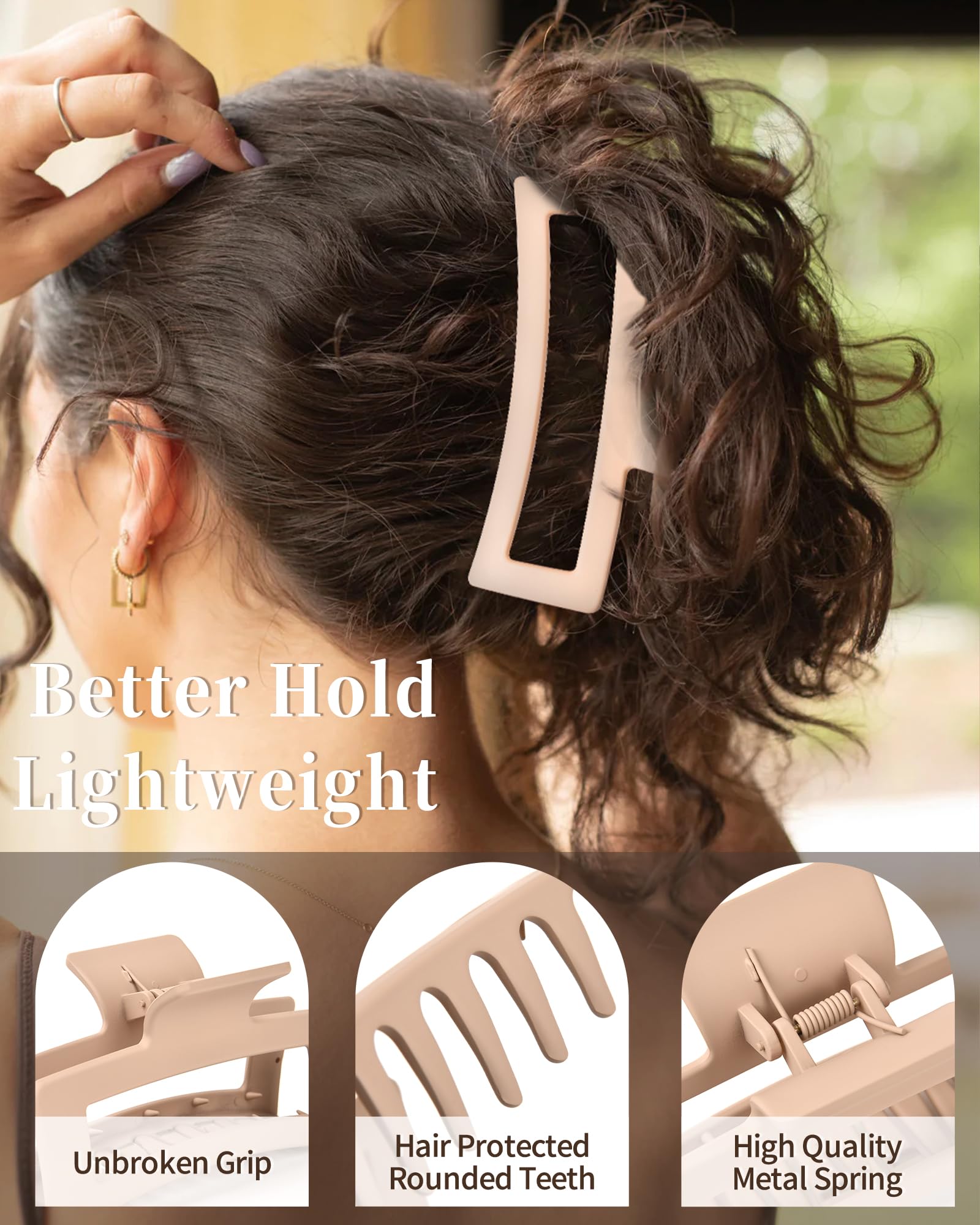 Yanibest 3 Pack Hair Clips for Women 5.1 Inch Large Claw Clips for Women Thick Curly Hair, Big Matte Banana Strong Hold Jaw Clips