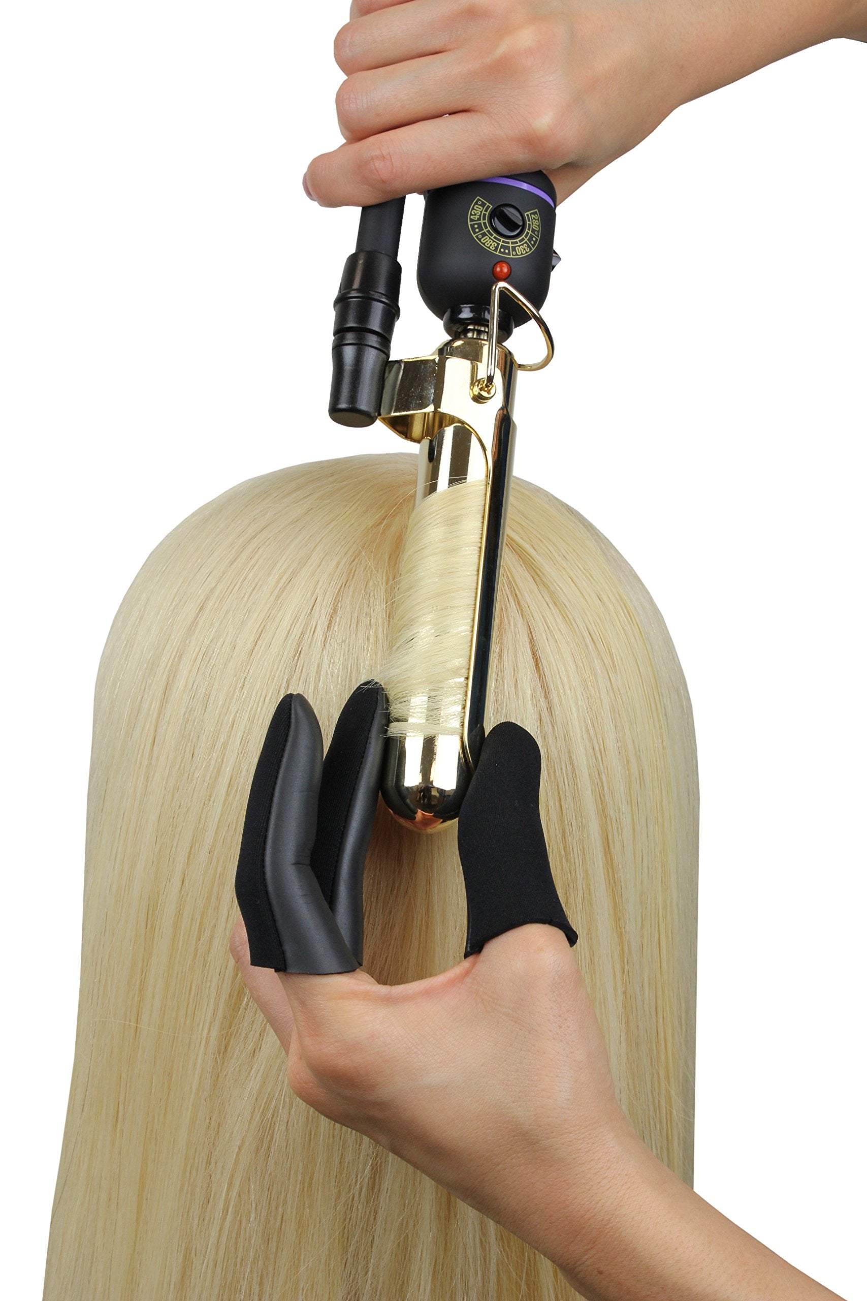 Jatai Heat Shield - Professional High Heat Resistant Finger Protection Guards For Curling And Flat Irons, Wands, Blow Dryers - 3Pc (Thumb 2 Fingers) (M/L - Thumb Wider Than 3/4 (2Cm), Black)