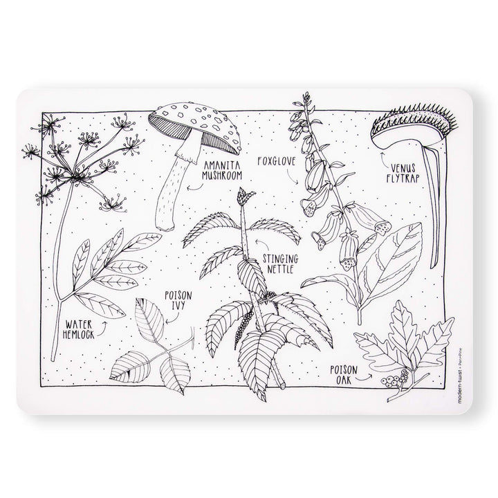 modern-twist 10 x 14 Reusable, Waterproof Coloring Mark-Mat Sheet for Kids, 100% Food-Grade Silicone, Pack of 1, Dangerous Plants