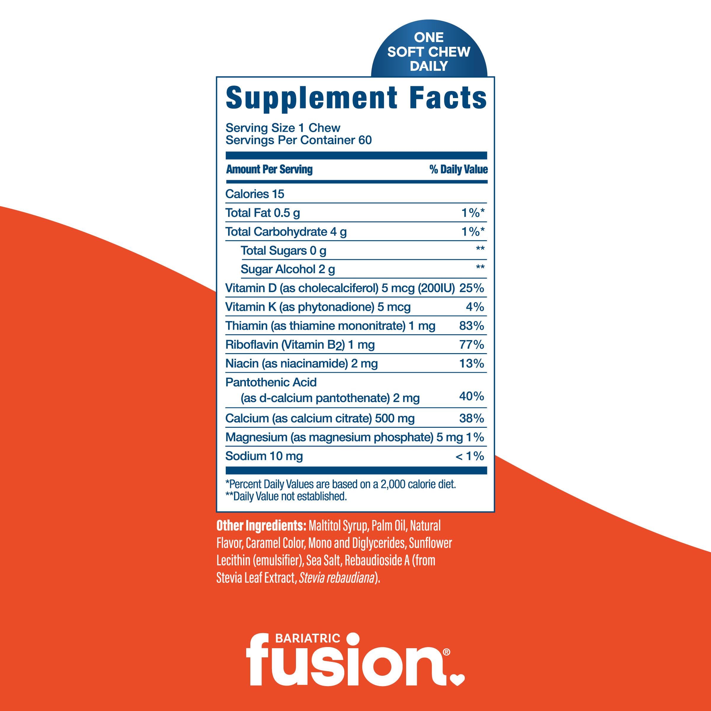 Bariatric Fusion Bariatric Calcium Chews | Calcium Citrate with Vitamin D3 Calcium Supplement Bariatric Vitamin | Sugar Free Calcium Citrate Chewable | Calcium Citrate 500mg | Caramel | 60 Count