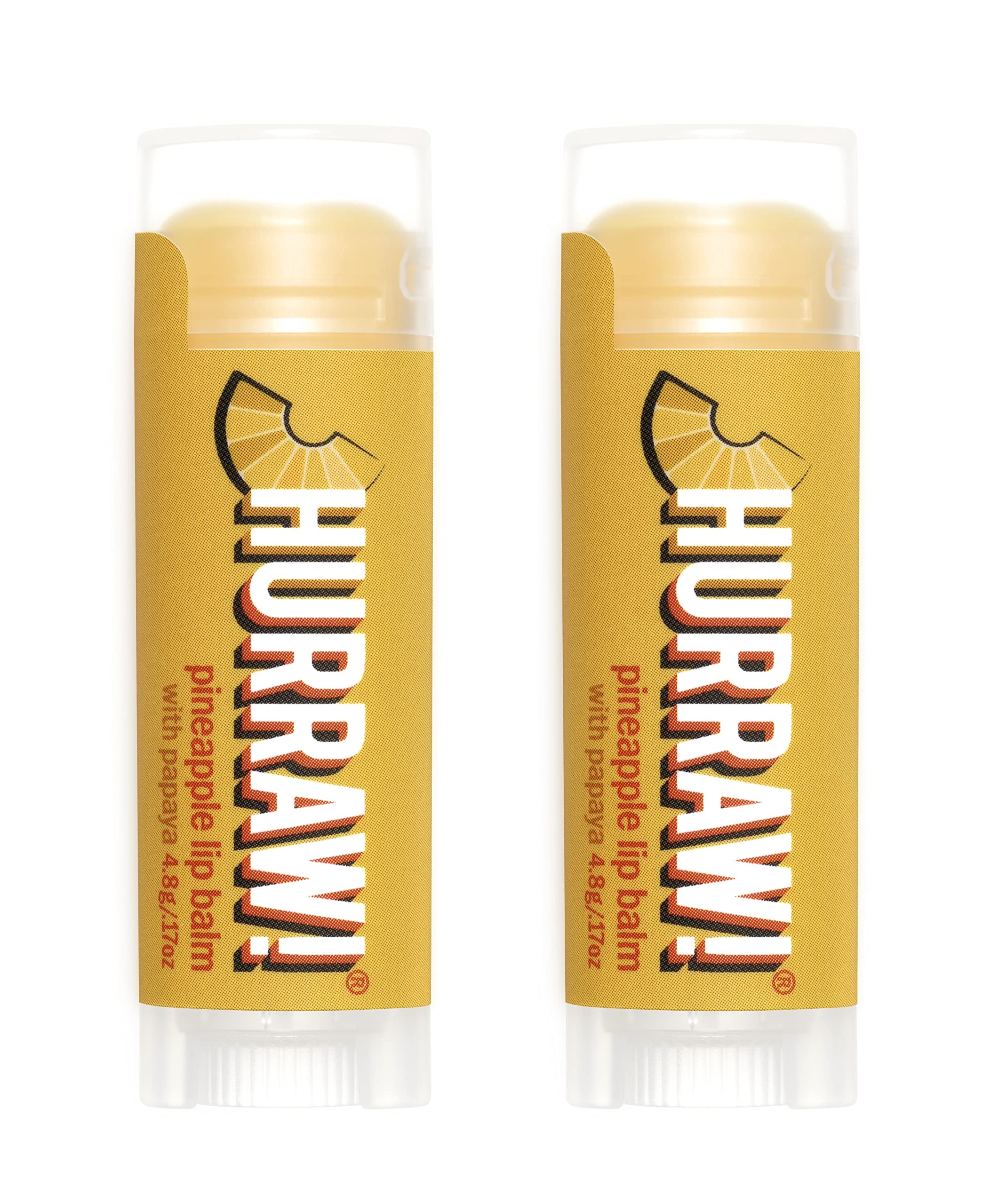Hurraw! Pineapple Lip Balm, 2 Pack: Organic, Certified Vegan, Cruelty and Gluten Free. Non-GMO, 100% Natural Ingredients. Bee, Shea, Soy and Palm Free. Made in USA