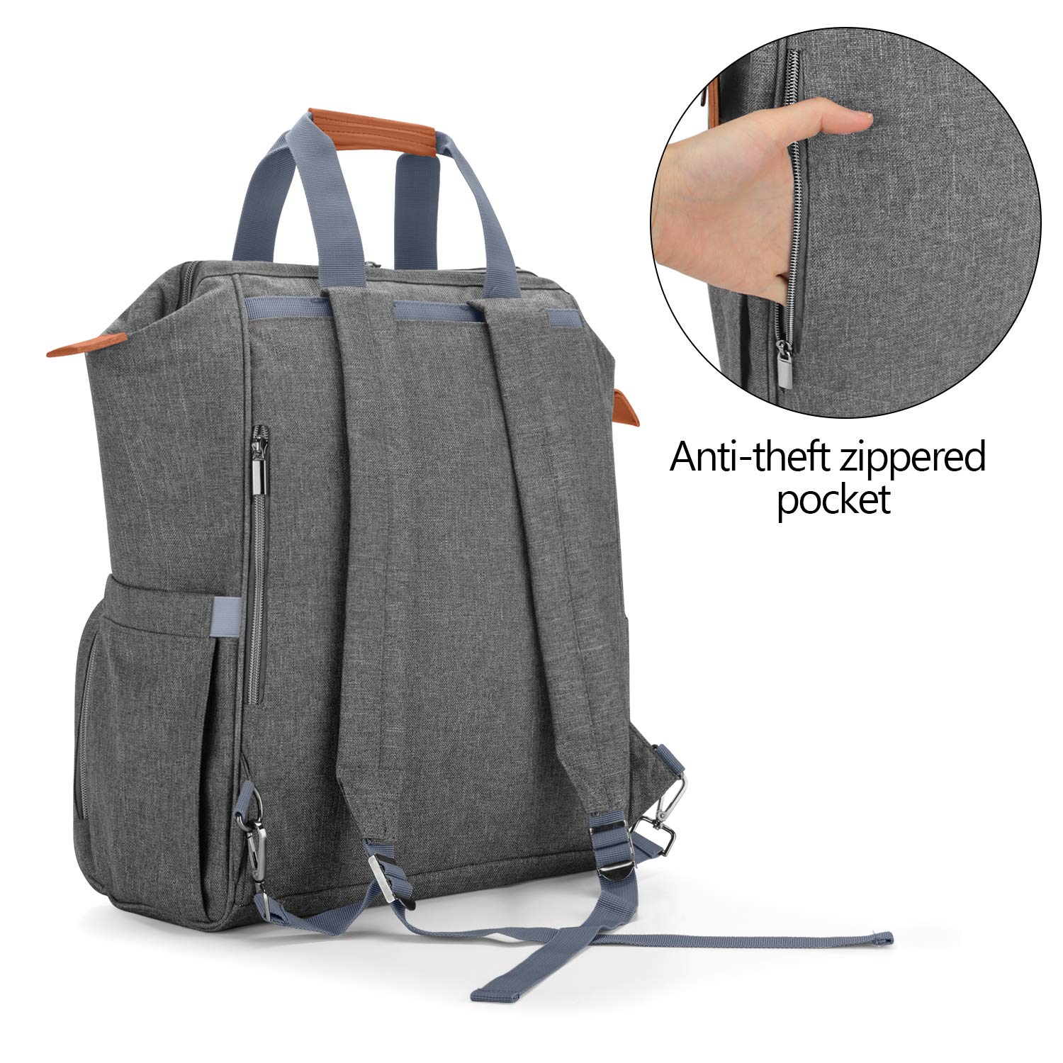 Teamoy Breast Pump Bag Compatible with Spectra S1,S2, Medela and Cooler Bag, Convertible Breast Pump Tote and Backpack with Laptop Sleeve for Working Moms, Gray