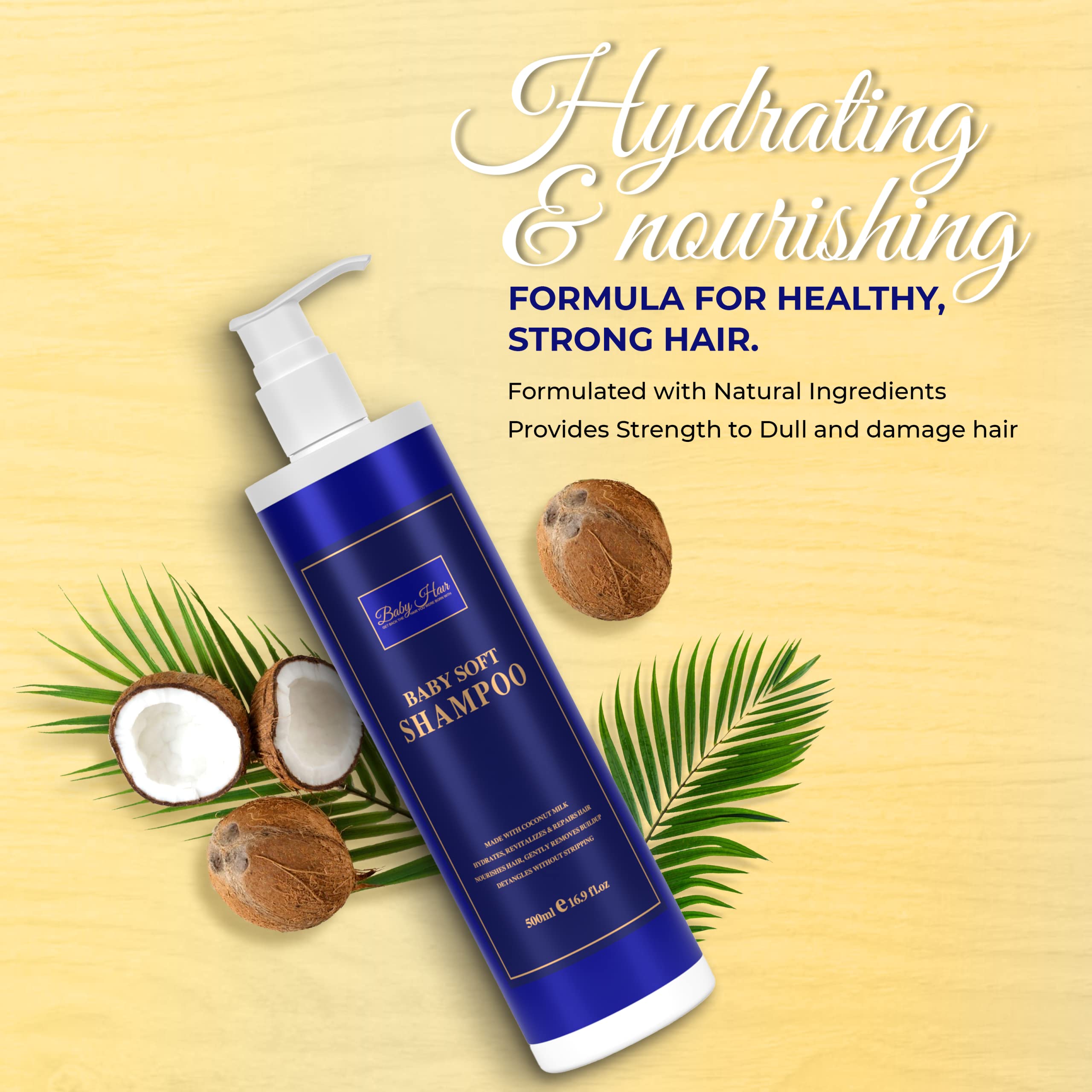 Baby Hair, Coconut Tress Intense Moisture Shampoo and Conditioner Duo - Hydrating Hair Care for All Hair Types Count Pack 33.8oz.