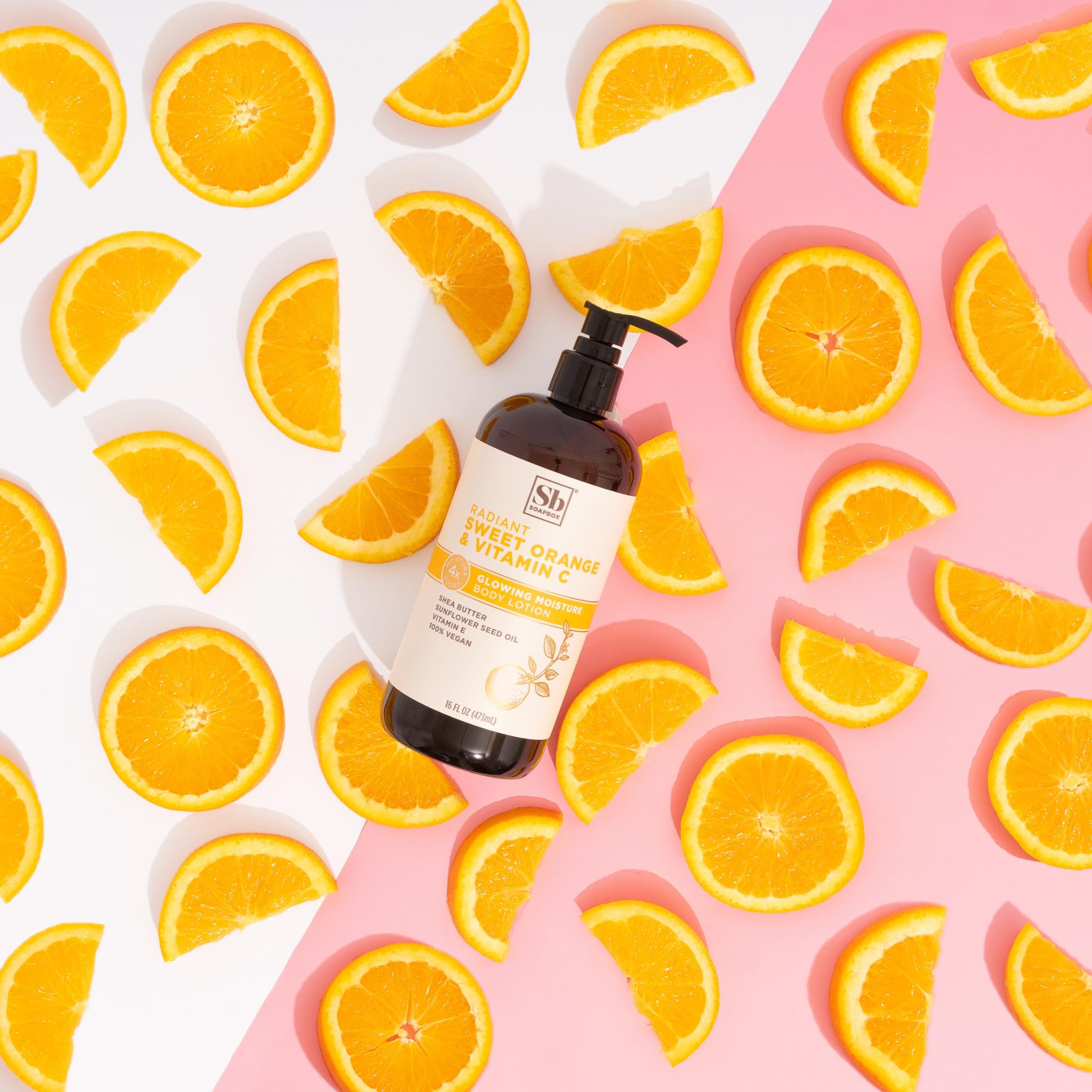 Soapbox Moisturizing Body Lotion, Sweet Orange & Vitamin C with Sunflower Oil and Shea Butter, Pack of 3 Hand Lotion Bottles, Vegan Skin Care Products, Moisturizer for Dry Skin, 3 Pack, 16oz each