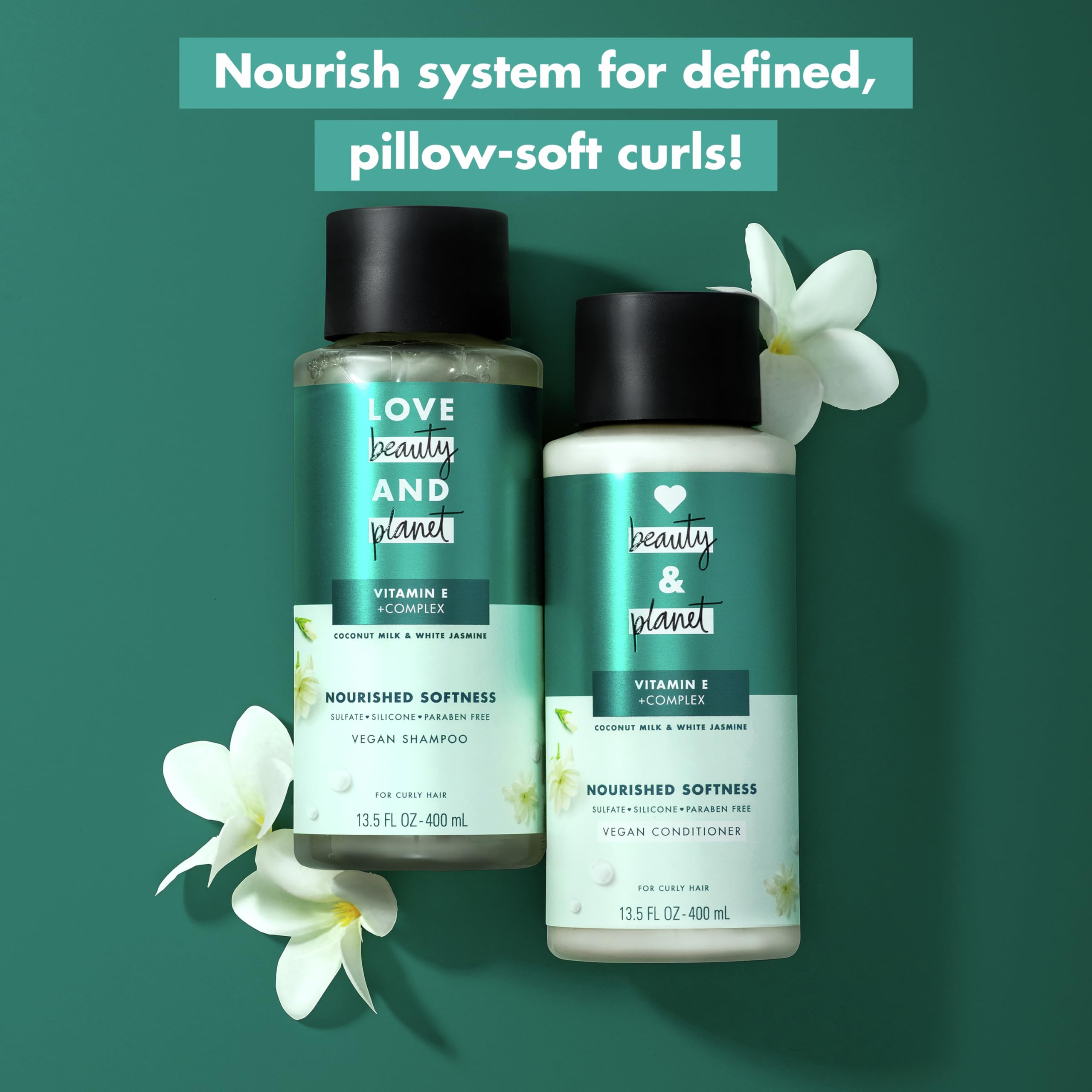 Love Beauty and Planet Conditioner with Vitamin E Coconut Milk & White Jasmine for Curly Hair & Natural Definition, Sulfate, Silicone, & Paraben Free. Cruelty-Free. 13.5 oz