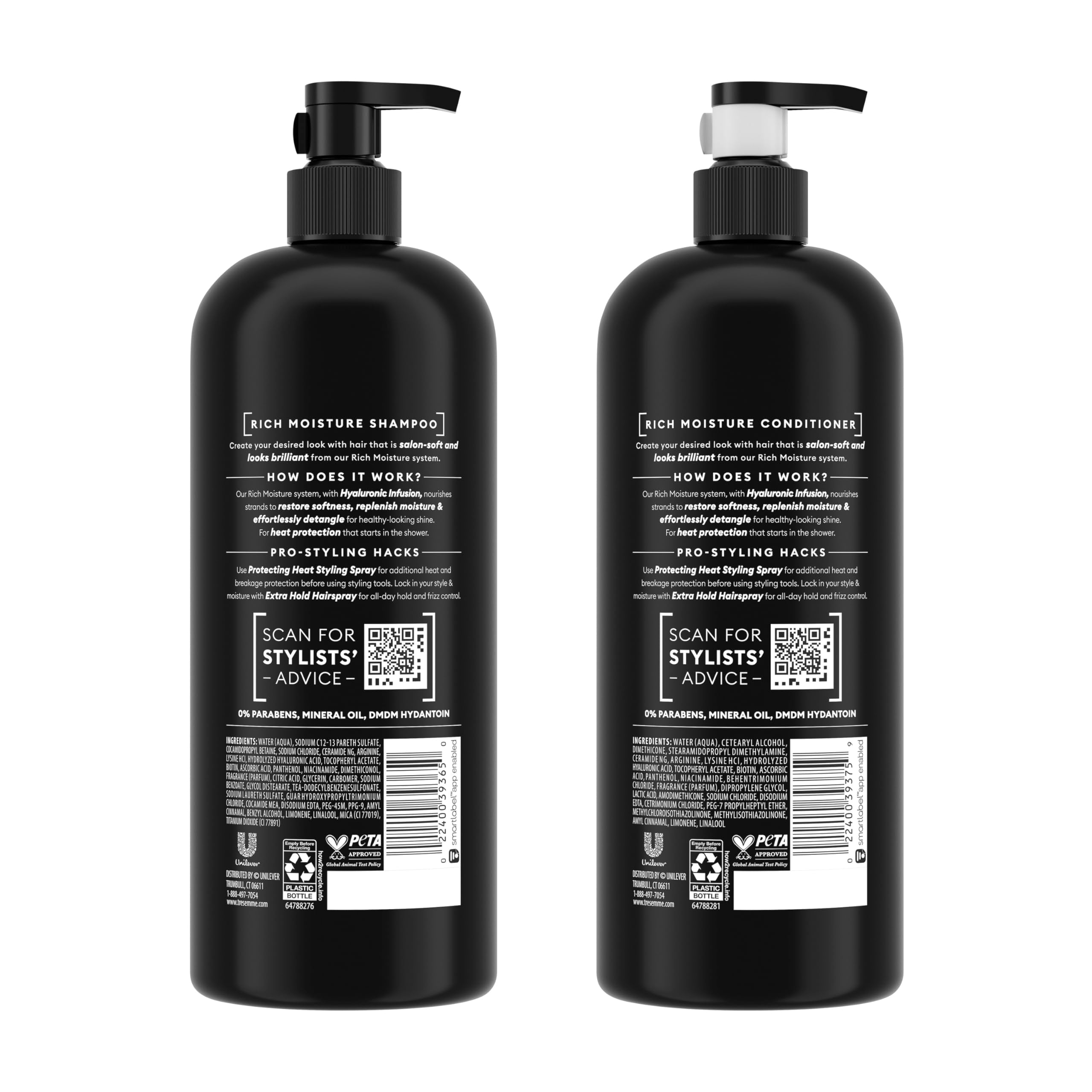 TRESemmé Rich Moisture Shampoo and Conditioner 2 Count Rich Moisture for Dry Hair Formulated With Vitamin E and Biotin 28 oz