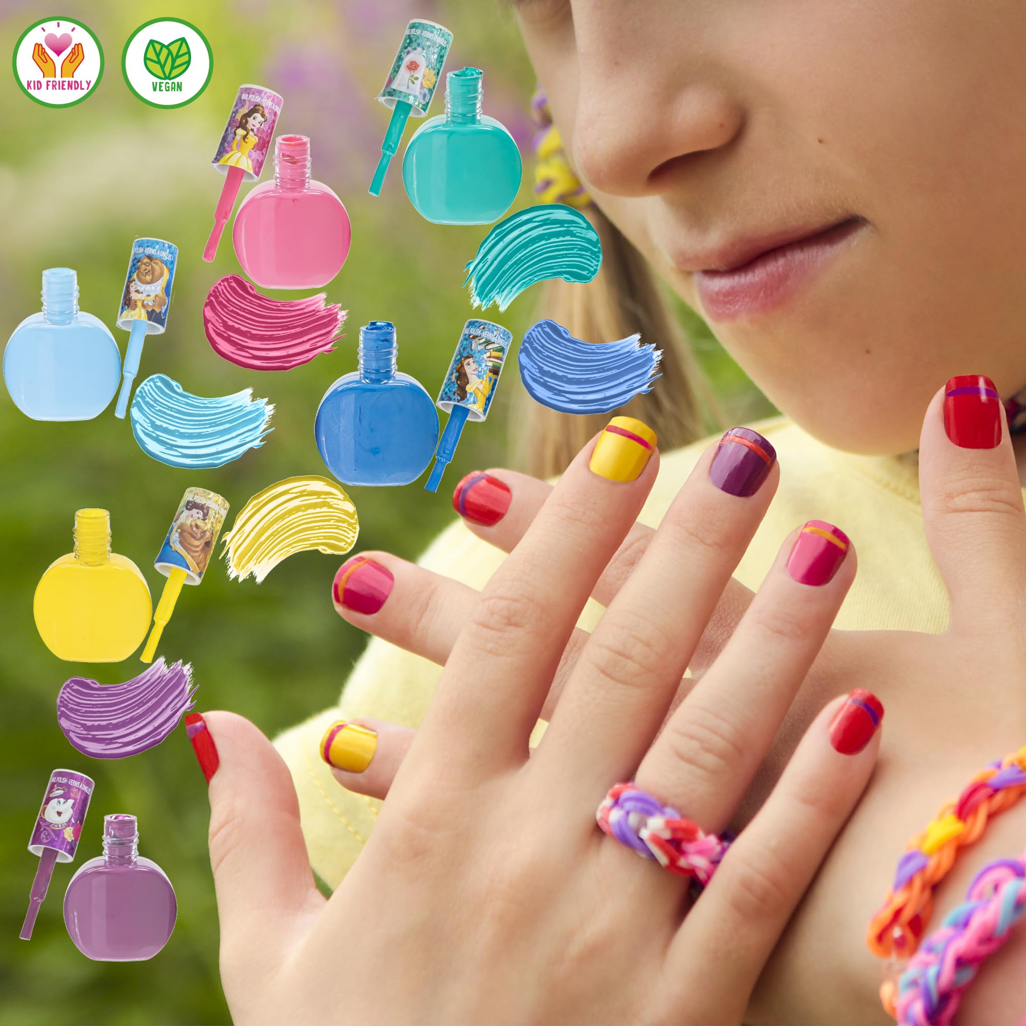 TownleyGirl Disney Princess Sparkly Peel-Off Nail Polish Pack for Girls - Set of 18 Colours