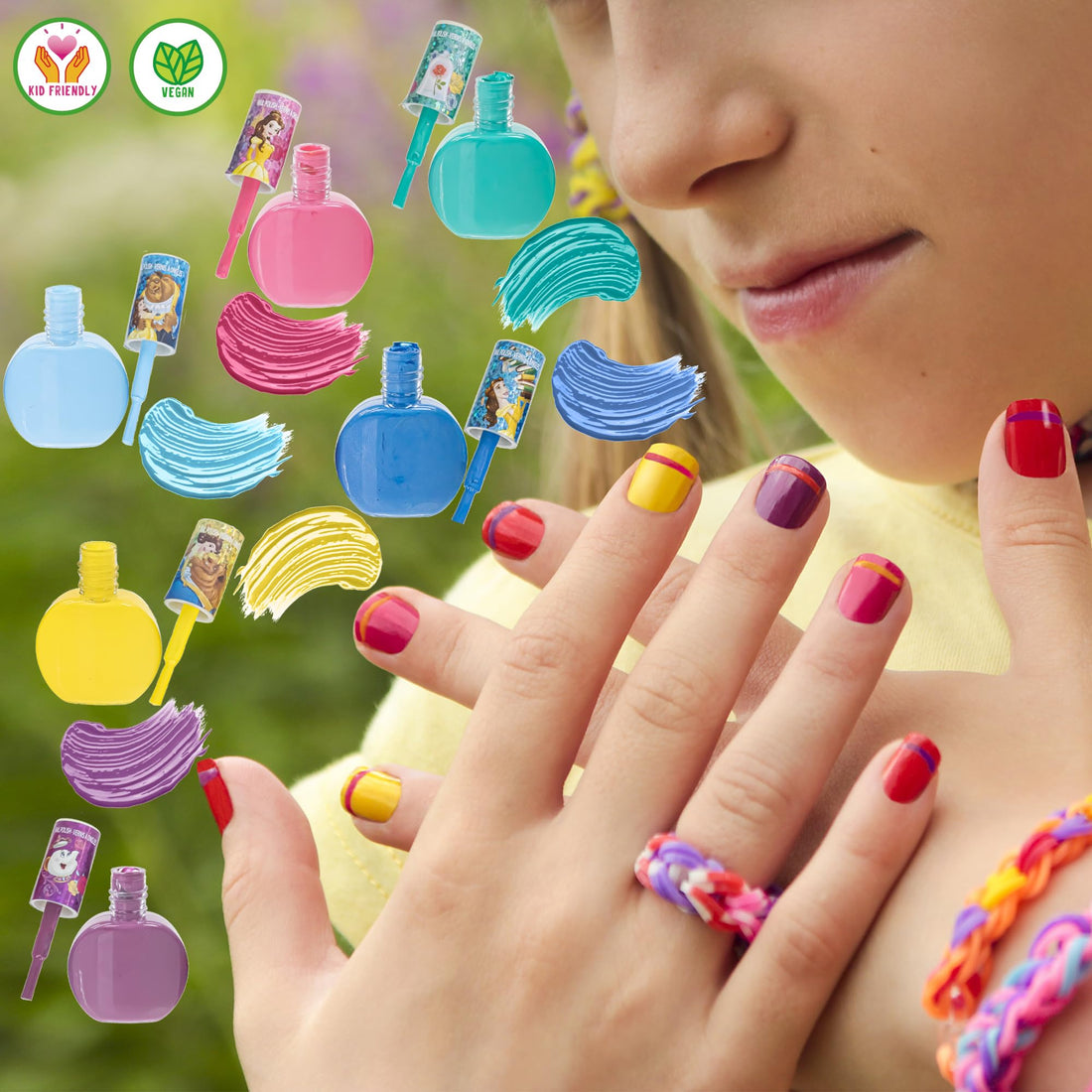 TownleyGirl Disney Princess Sparkly Peel-Off Nail Polish Pack for Girls - Set of 18 Colours