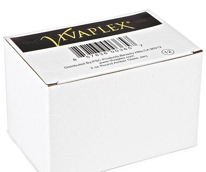 Vivaplex, 12, Amber, 2 oz, Round Glass Jars, with Inner Liners and black Lids