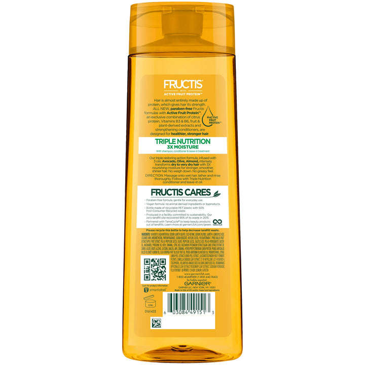 Garnier Fructis Triple Nutrition Shampoo, Dry to Very Dry Hair, 12.5 fl. oz.