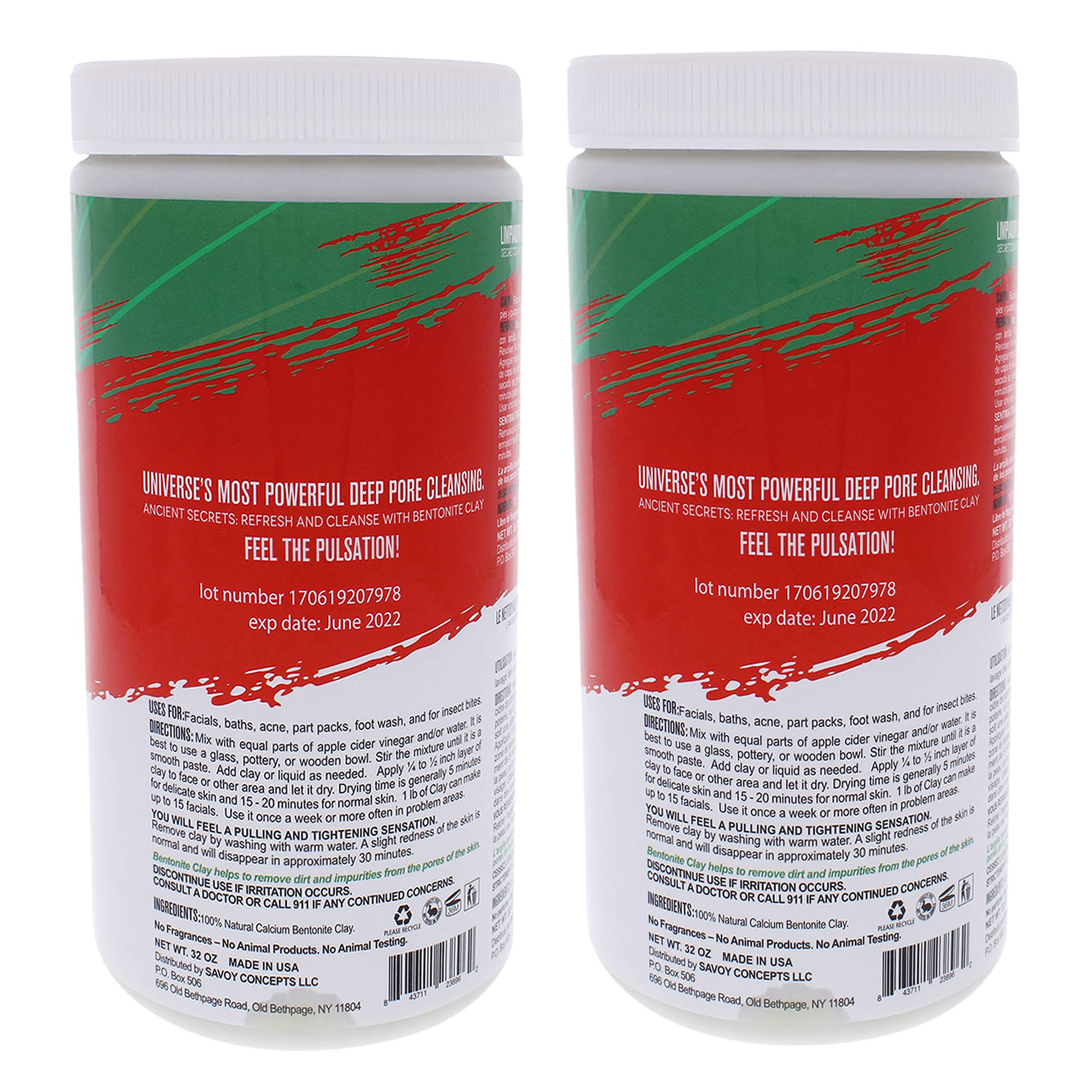 Mayan Magic Mud Powerful Deep Pore Cleansing Facial Body Mask 100 Pure Premium Calcium Bentonite Clay Treats Acne Breakouts Blackheads and Oily Skin 2Pack 32 Oz Each, 1 Count