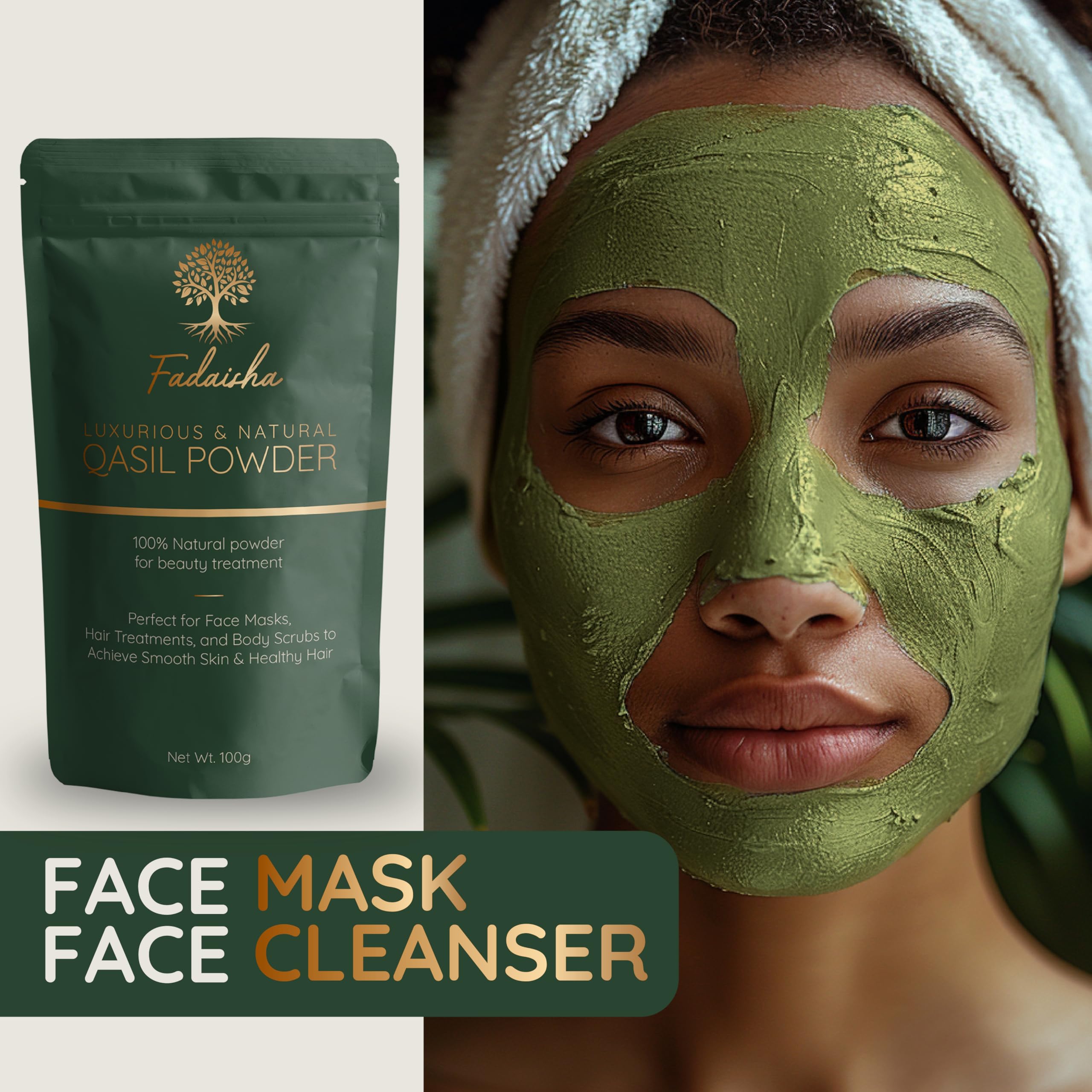 Fadaisha Pure 100% Qasil Powder - Natural Herbal Facial Cleanser & Exfoliator for Radiant Skin - Nourish & Rejuvenate Your Complexion - Skincare Face/Body Mask with Zero Added Chemicals- 100gr