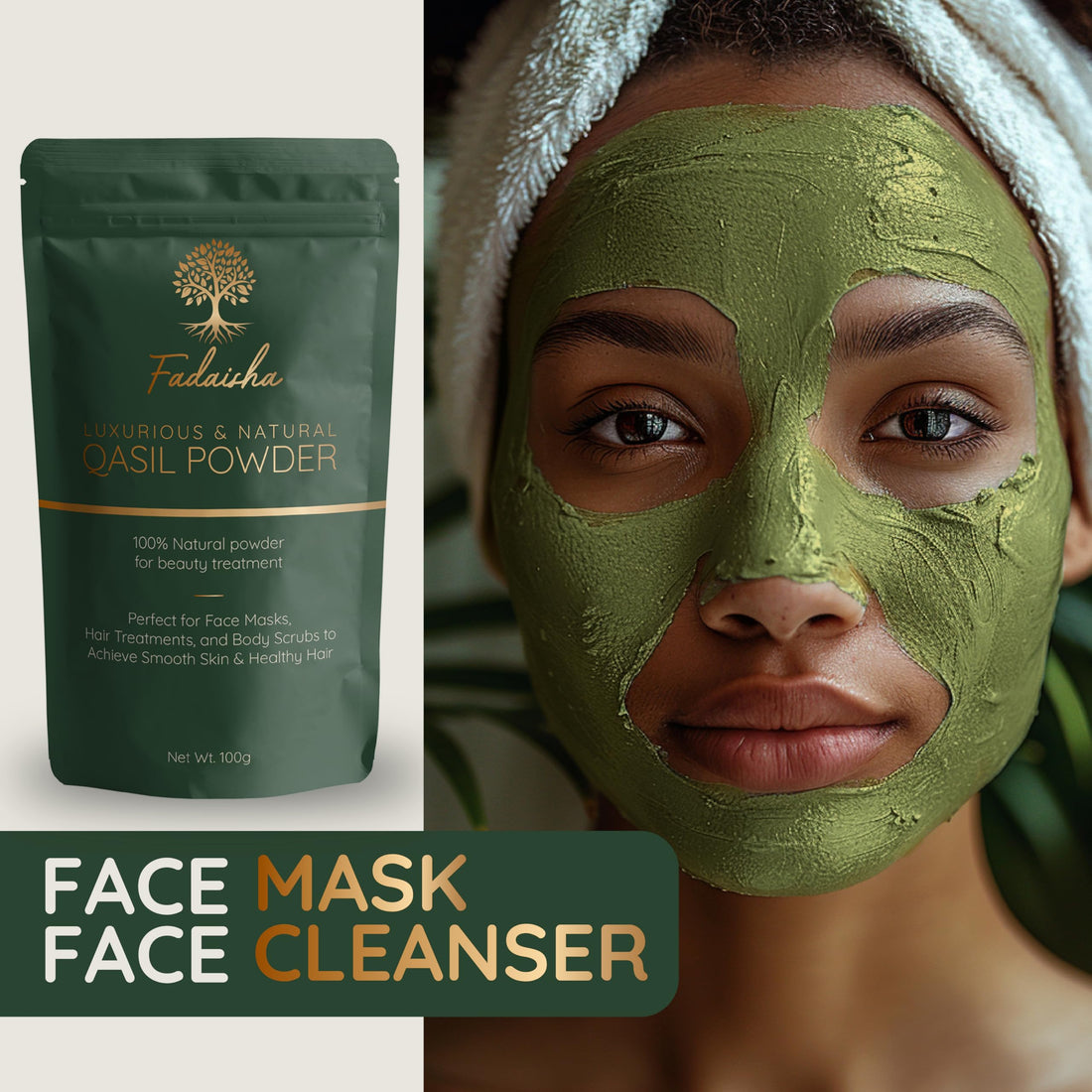 Fadaisha Pure 100% Qasil Powder - Natural Herbal Facial Cleanser & Exfoliator for Radiant Skin - Nourish & Rejuvenate Your Complexion - Skincare Face/Body Mask with Zero Added Chemicals- 100gr