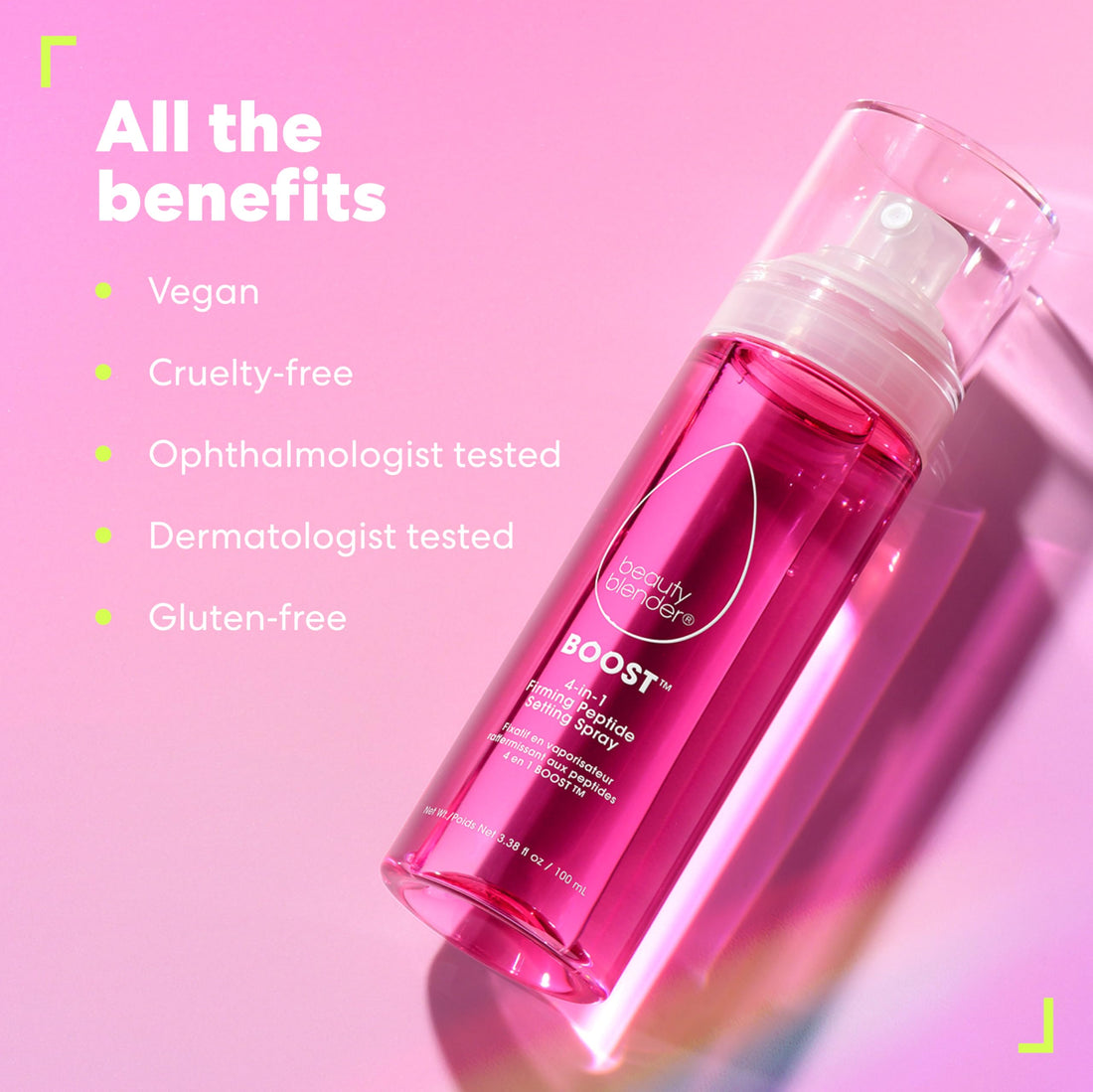 beautyblender Boost 4-in-1 Firming Peptide Setting Spray, Set Makeup Up to 18 hours, Plump & Hydrate Skin, While Blur Pores and Reduce Shine