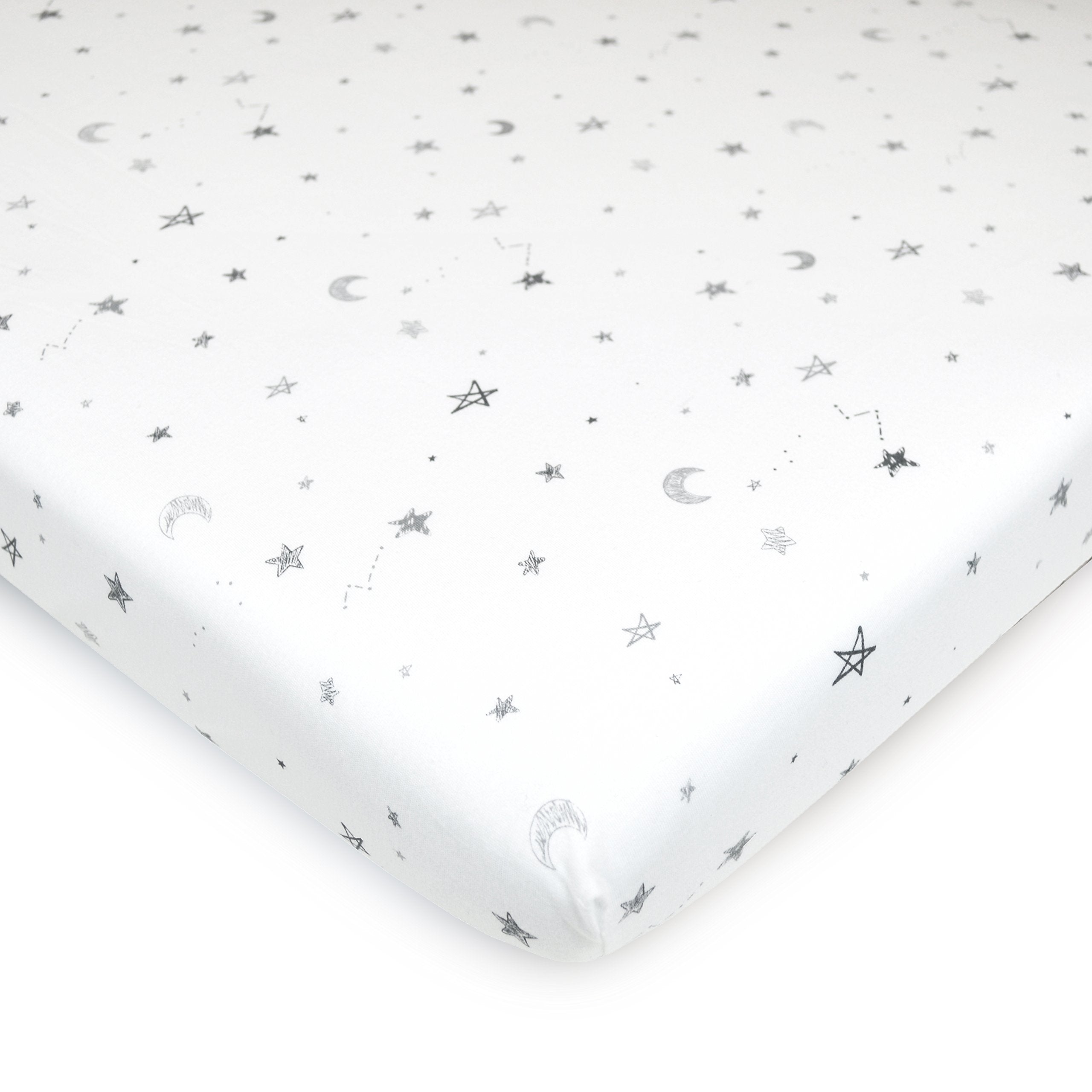 American Baby Company 15 x 33 Fitted Bassinet Sheet, Printed 100% Natural Cotton Jersey Knit, Grey Star and Moon, Soft Breathable, for Boys and Girls