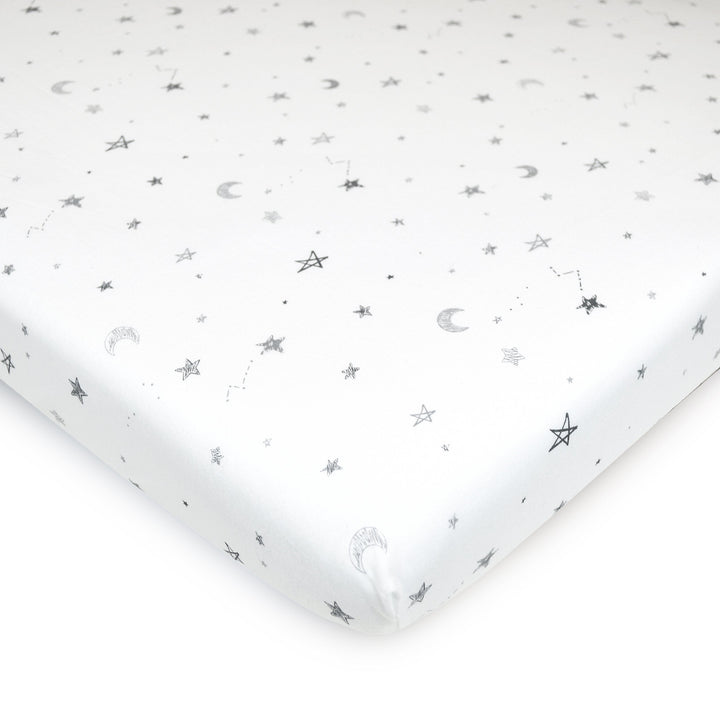 American Baby Company 15 x 33 Fitted Bassinet Sheet, Printed 100% Natural Cotton Jersey Knit, Grey Star and Moon, Soft Breathable, for Boys and Girls