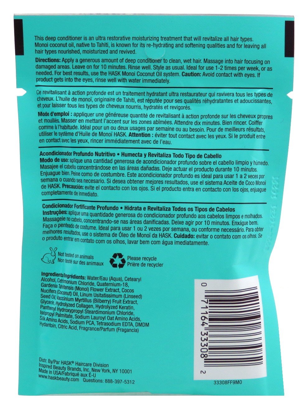 Hask Monoi Oil Nourishing Deep Conditioner Packs (12 Pack)