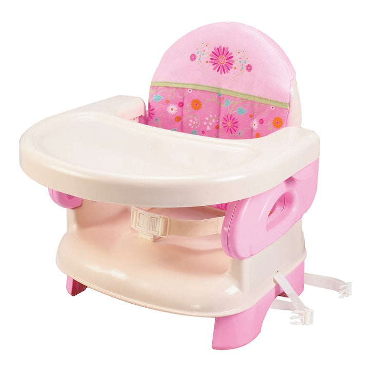 Ingenuity by Summer Unisex Deluxe Comfort Folding Booster Seat with Feeding Tray, Chair Straps Secure Booster, and Removable Seat Pad, Pink