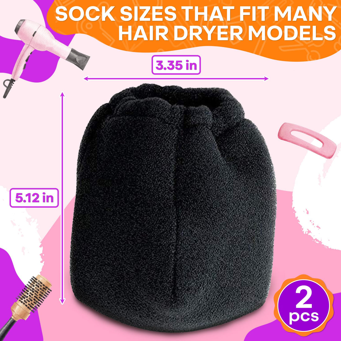 Hair Dryer Diffuser 2 Pieces, Ultra Light Fits Most Every Size Blow Dryers
