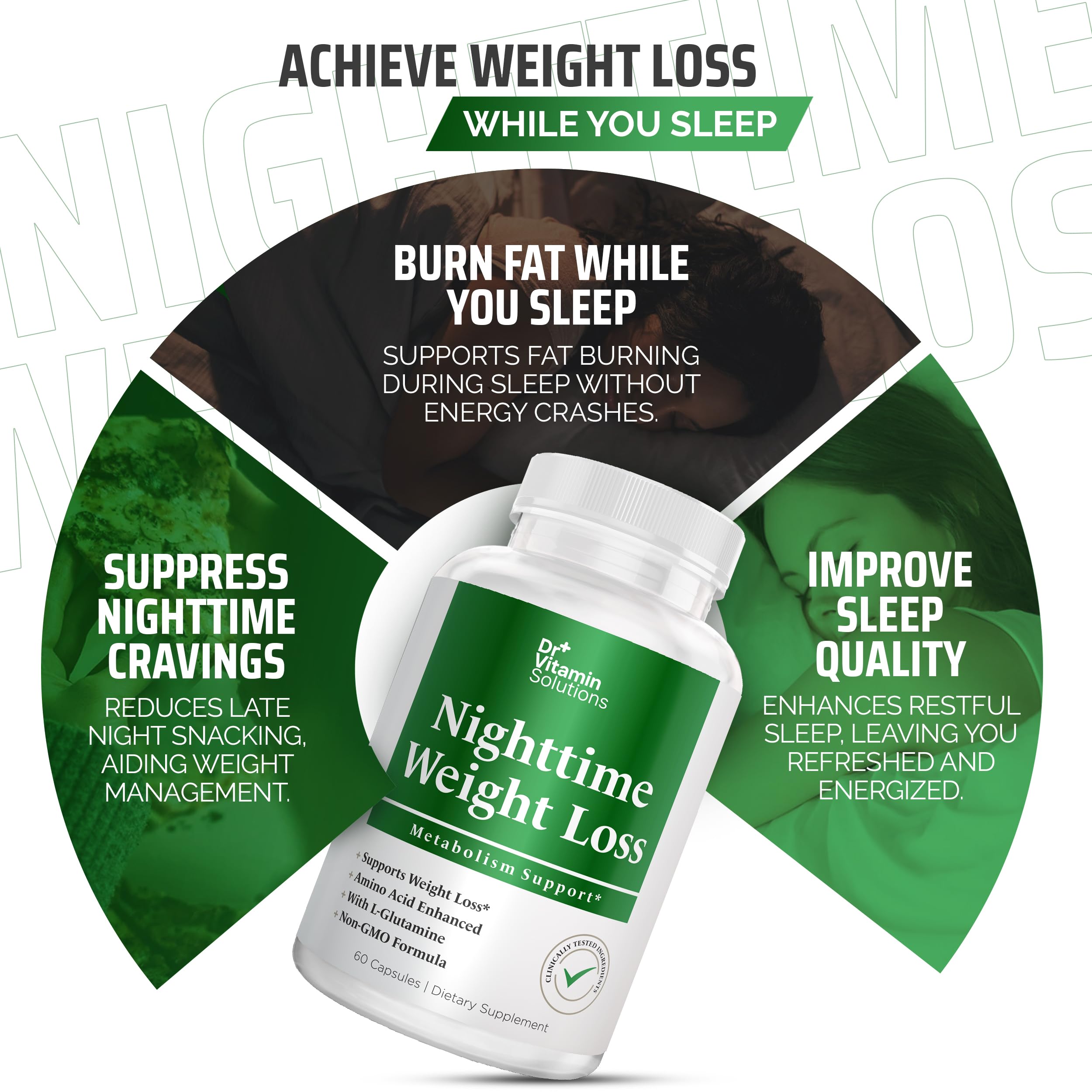 Dr Vitamin Nighttime Fat Burner Supplements - Appetite Suppressants for Weight Loss - Night-Time Fat Burner for Women and Men Supporting Sleep & Relaxation - Metabolism Booster Weight Loss Pills - 60