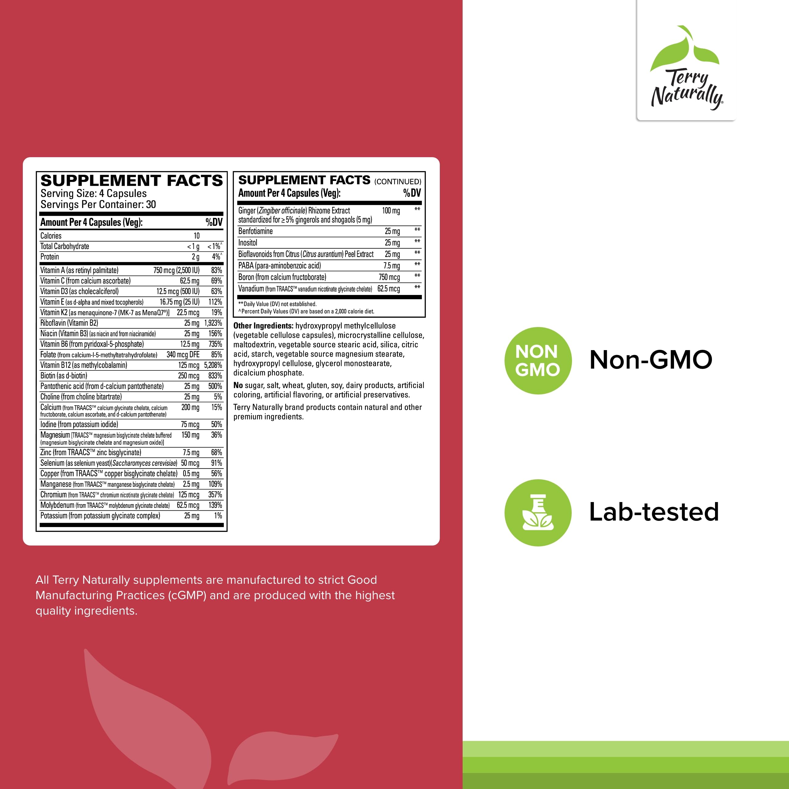 Terry Naturally Clinical Essentials - 120 Capsules, Pack of 2 - Multi-Vitamin & Minerals - Gentle on The Stomach, No Vitamin Aftertaste - Non-GMO, Gluten Free - 60 Total Servings