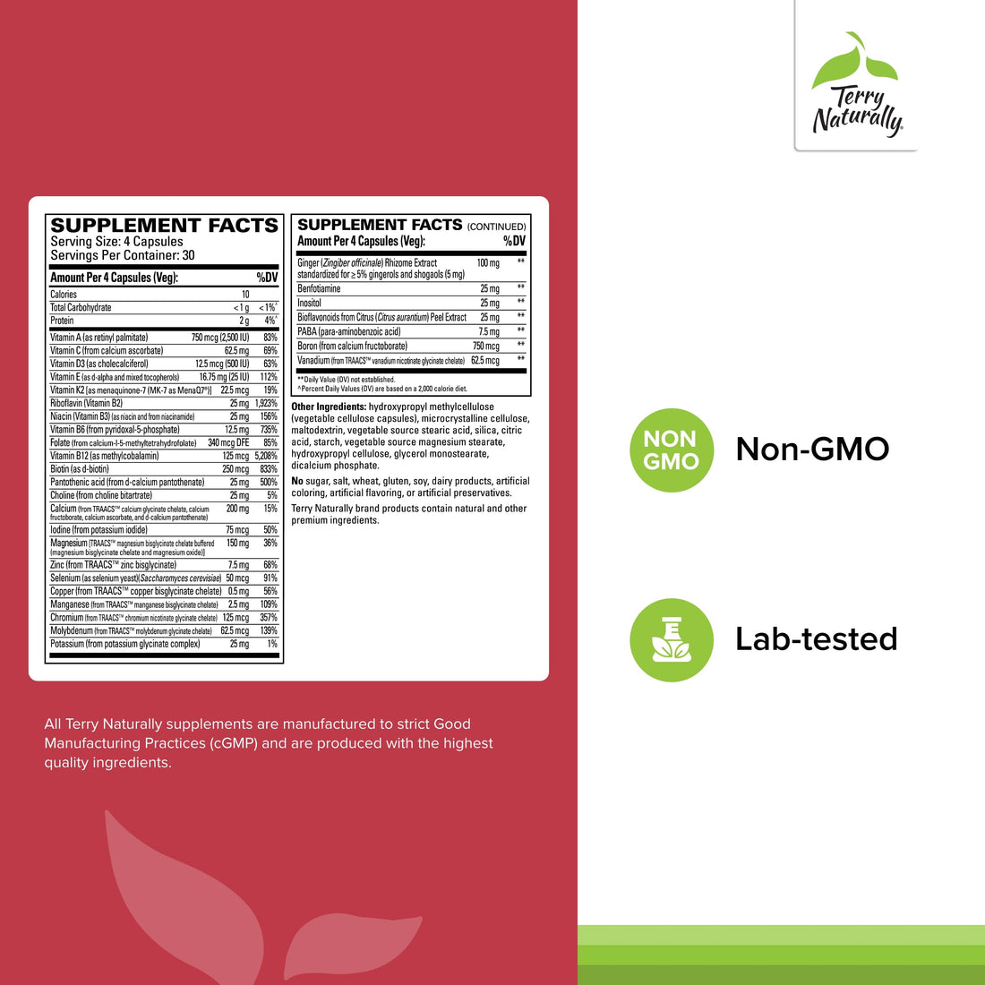 Terry Naturally Clinical Essentials - 120 Capsules, Pack of 2 - Multi-Vitamin & Minerals - Gentle on The Stomach, No Vitamin Aftertaste - Non-GMO, Gluten Free - 60 Total Servings