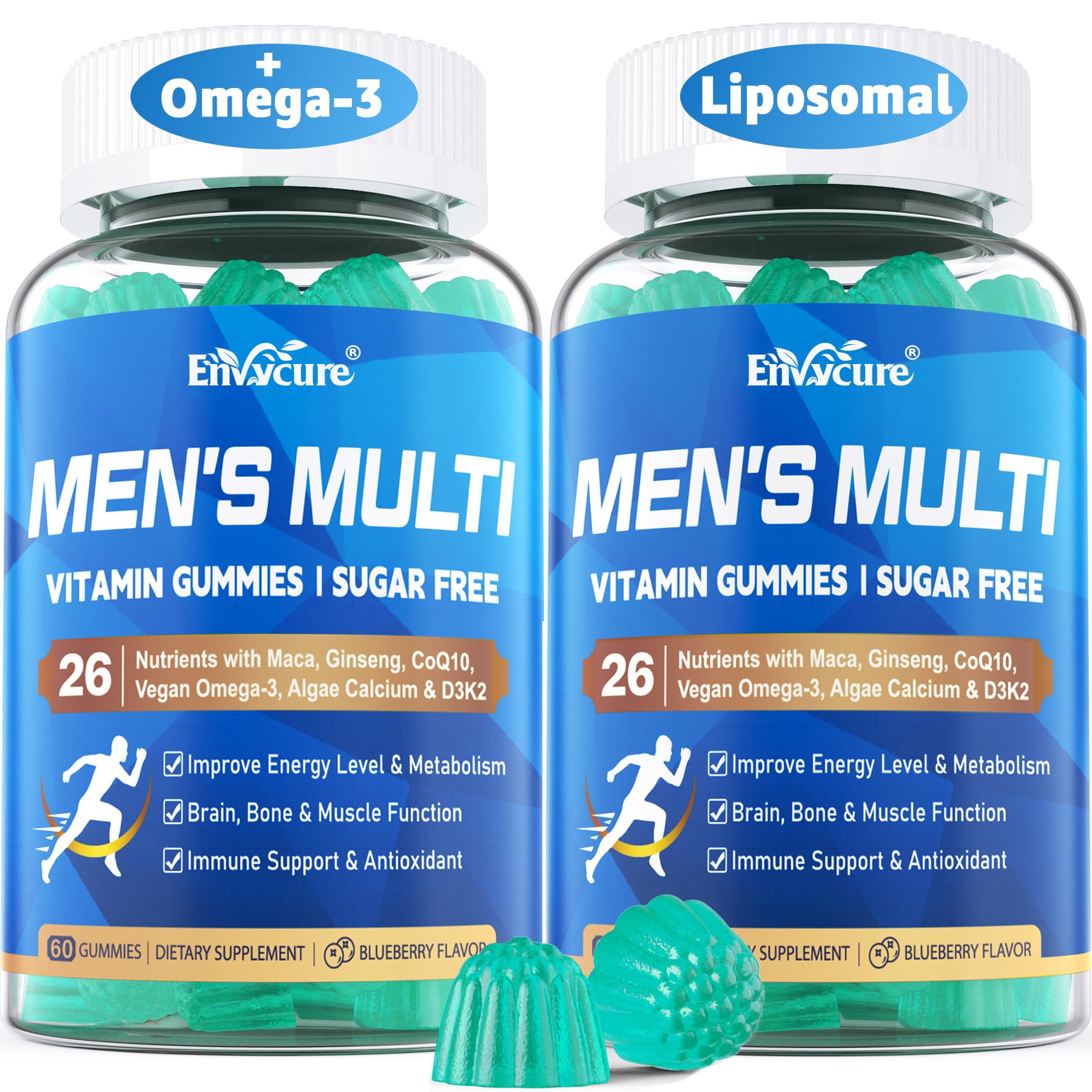 Multivitamin for Men Gummies, Vitamins A C D3 K2 E B, Zinc, Vegan Omega 3, CoQ10, Calcium, Magnesium, Lycopene - Liposomal Mens Methylated Vitamins, Energy, Immunity, Bone - Sugar Free, Vegan, 120 Cts