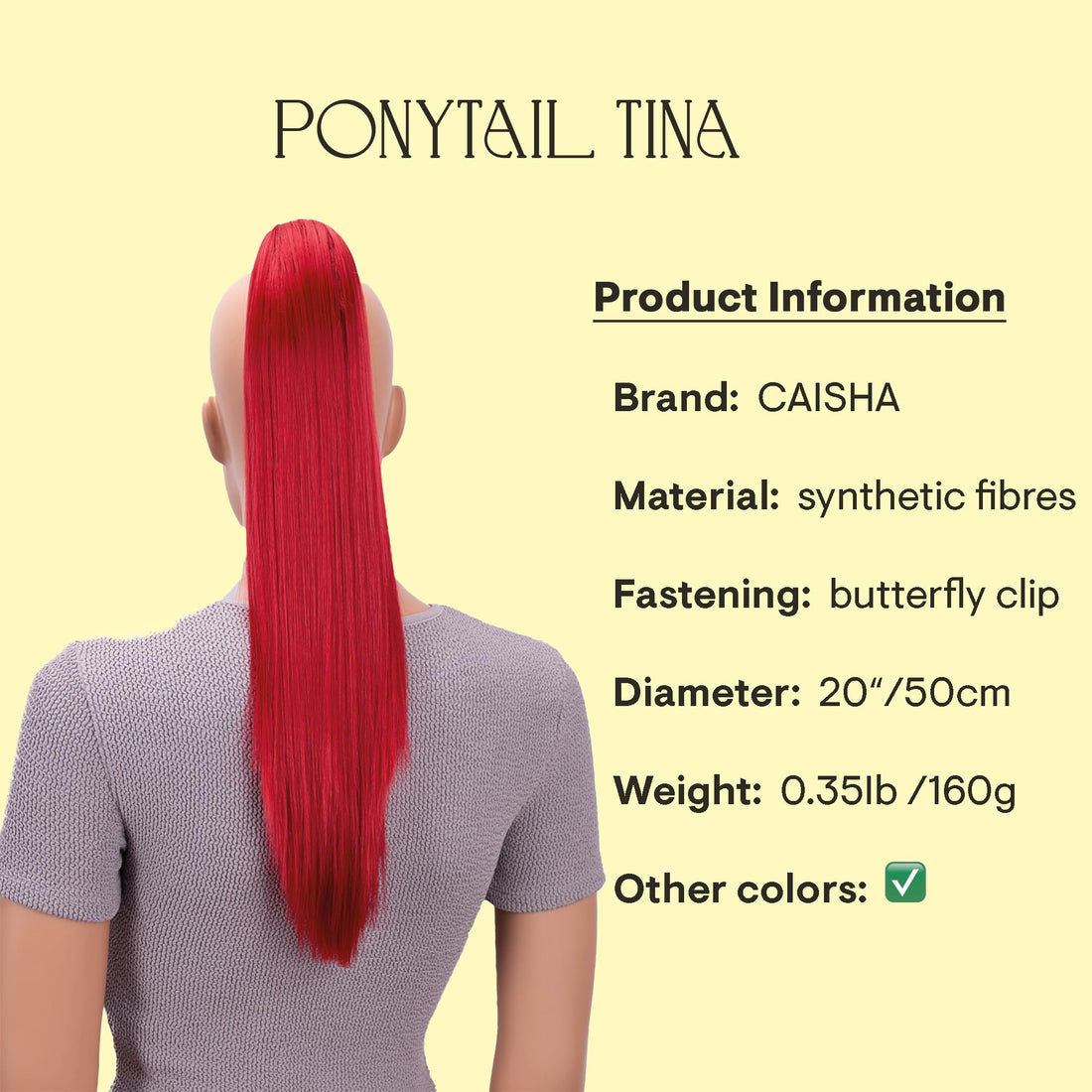 PRETTYSHOP Hairpiece Ponytail Clip on Extension Long hair smooth Heat-Resisting 20(50cm) red # 3100 H99