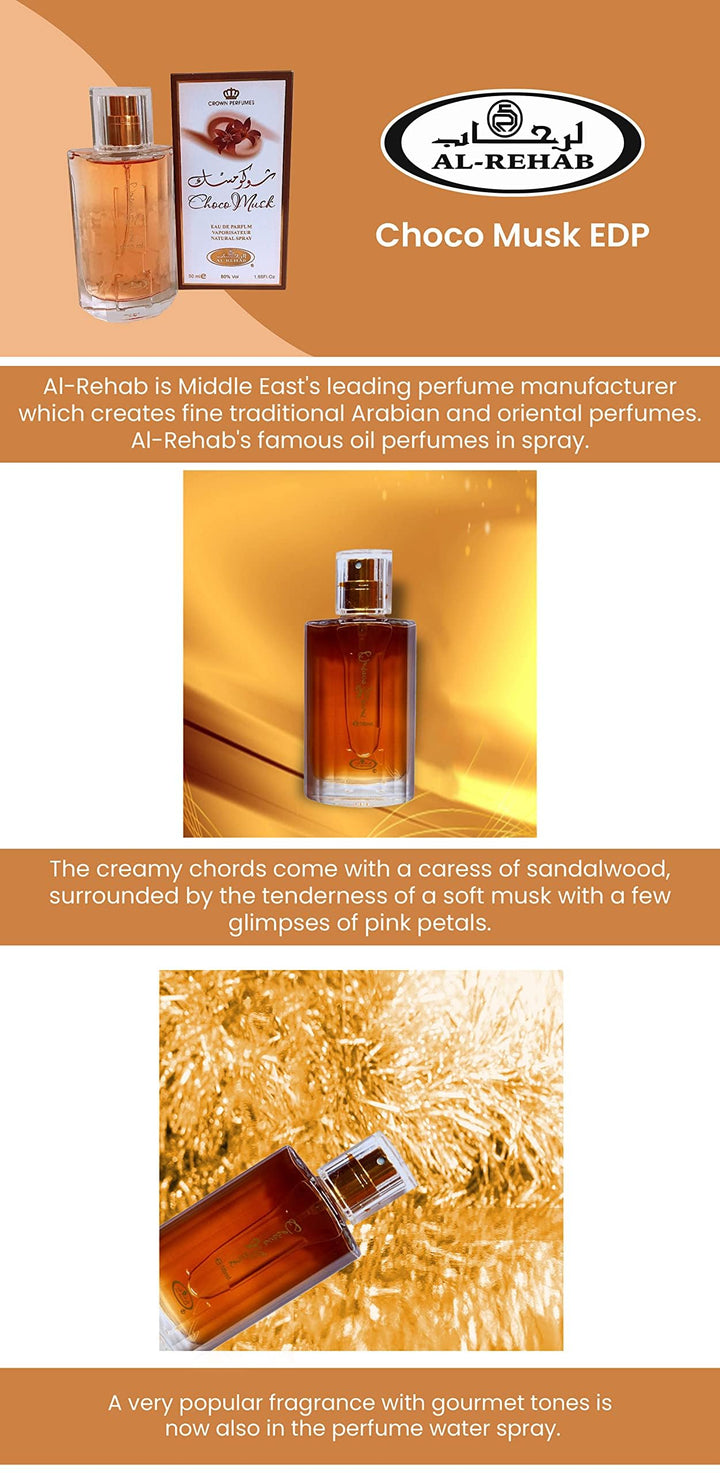 Al-Rehab Choco Musk Eau de Parfum Spray for Women, 1.65 oz/50 ml