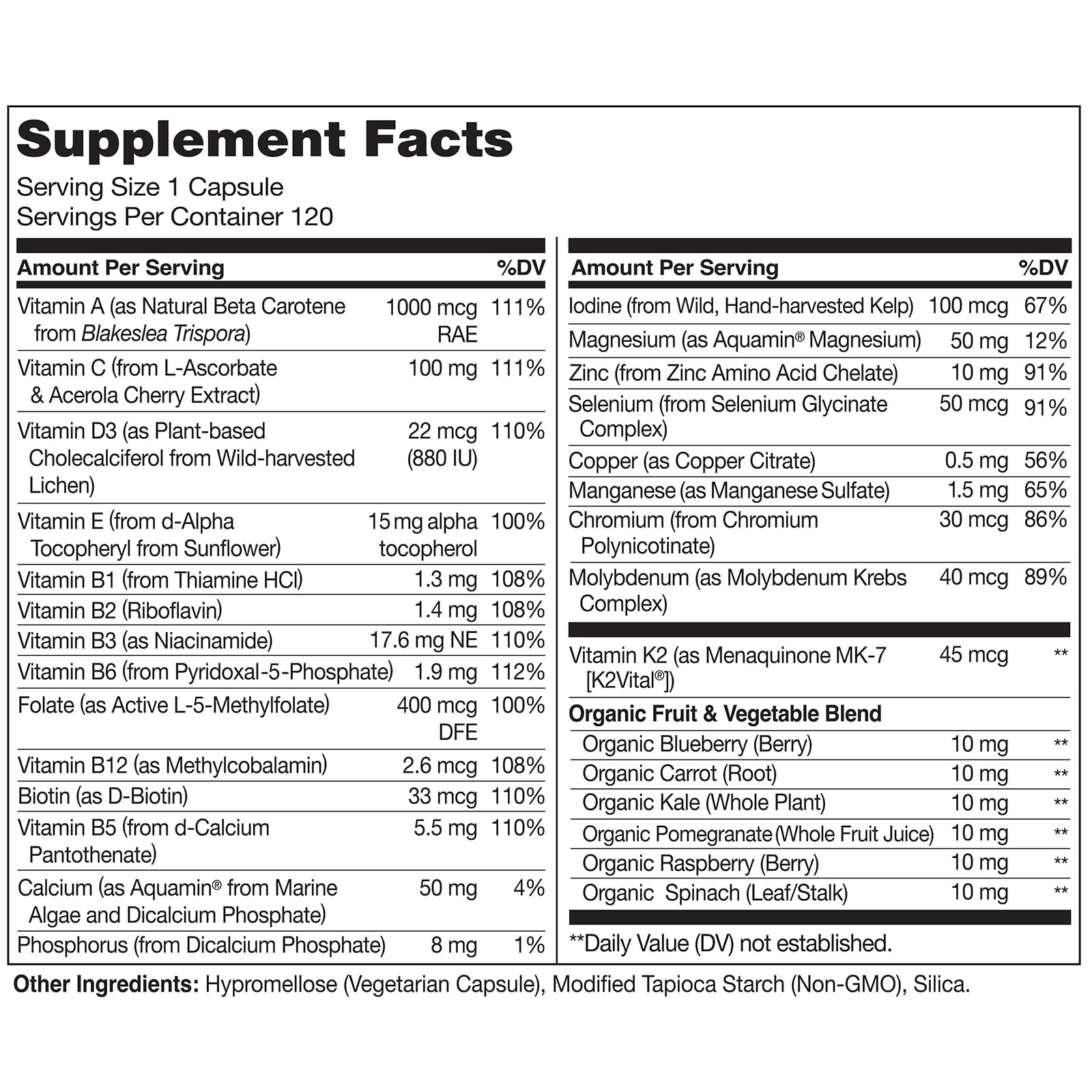 NATURELO Mens Multivitamins - One Daily Multivitamin for Men with Vitamins, Minerals & Organic Whole Foods, Boost Energy & Health, Non-GMO, 120 Vegetarian Capsules