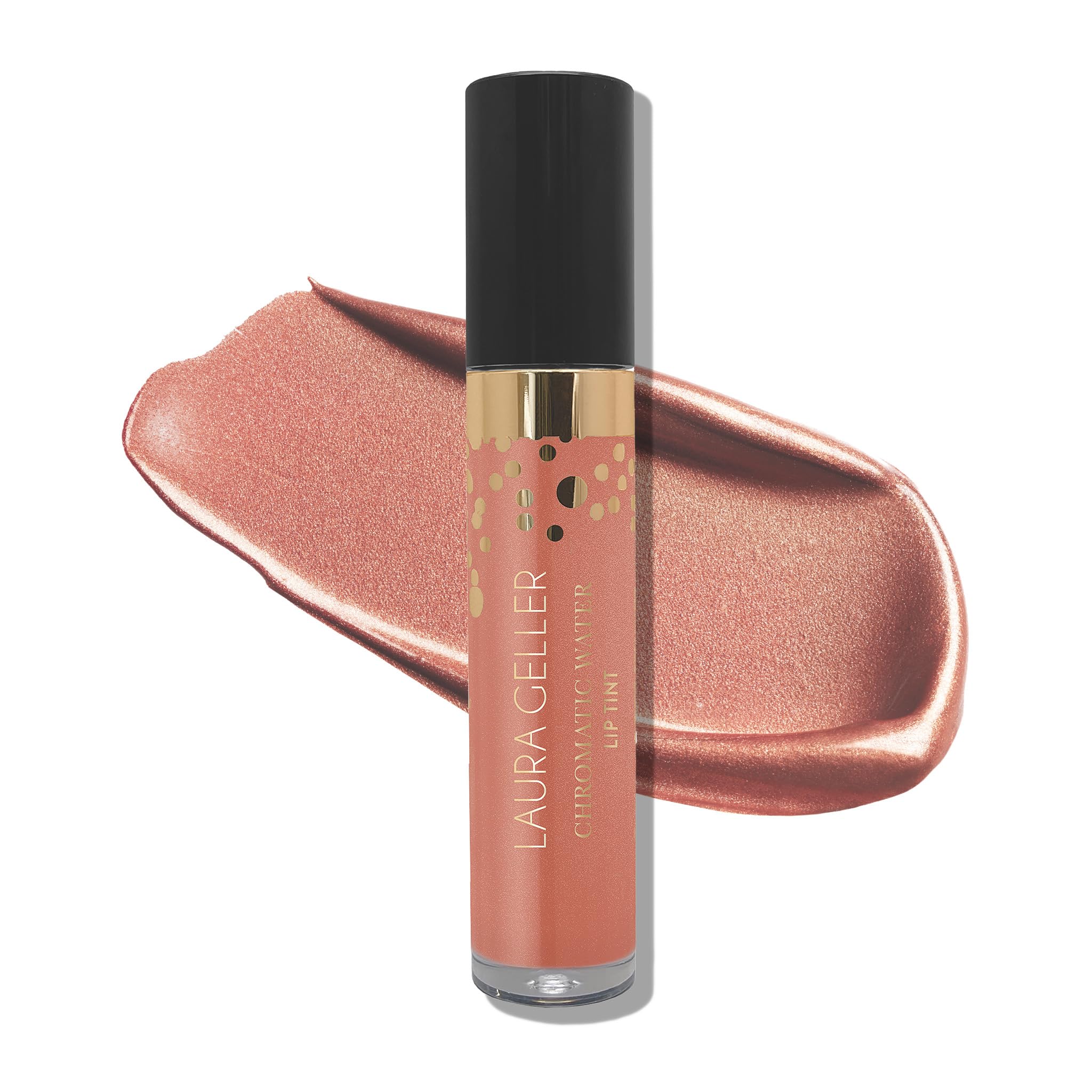 LAURA GELLER Chromatic Water Lip Tint, Holographic Lip Color, Water-Based Formula to Hydrate Dry Lips, Crème Brulee