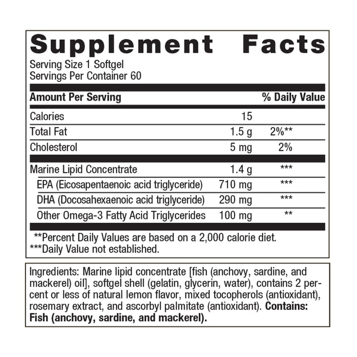 Metagenics OmegaGenics Fish Oil EPA-DHA 1000 - Omega-3 Fish Oil Supplement - for Heart Health, Musculoskeletal Health & Immune System Health* - with DHA & EPA - 60 Softgels