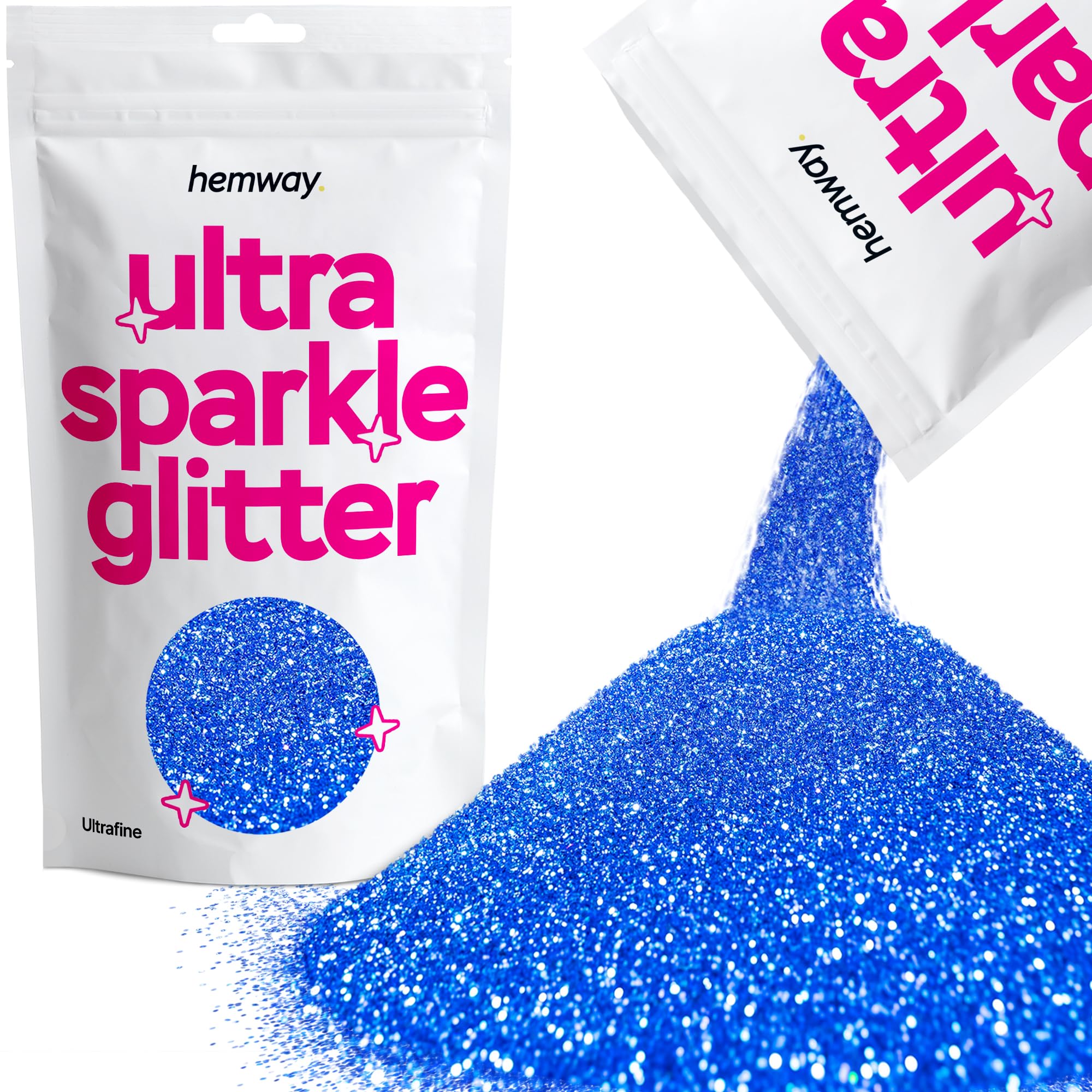 Hemway Premium Ultra Sparkle Glitter Multi Purpose Metallic Flake for Nail Art, Cosmetic Graded, Makeup, Festival, Party, Hair, Body and Eyes 100g / 3.5oz - Sapphire Blue